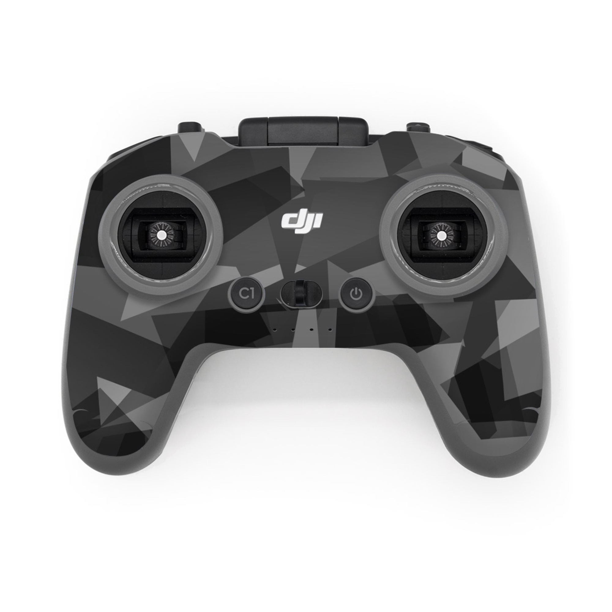 DJI FPV Remote Controller 3 Skin design of Black, Pattern, Triangle, Black-and-white, Monochrome, Grey, Design, Line, Architecture, Monochrome photography, with black, gray colors