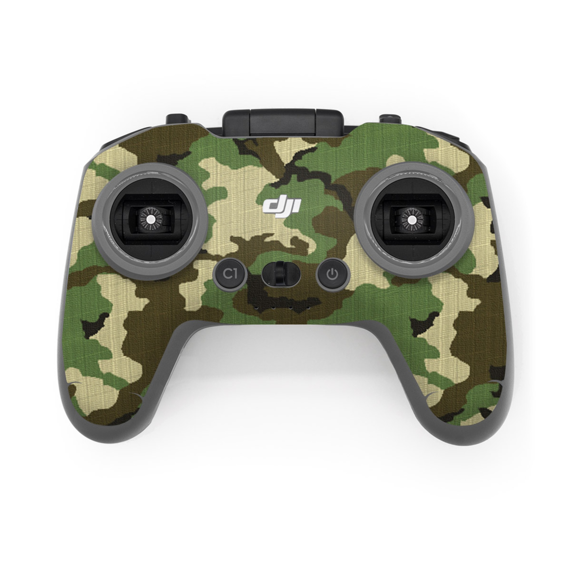 DJI FPV Remote Controller 3 Skin design of Military camouflage, Camouflage, Clothing, Pattern, Green, Uniform, Military uniform, Design, Sportswear, Plane, with black, gray, green colors