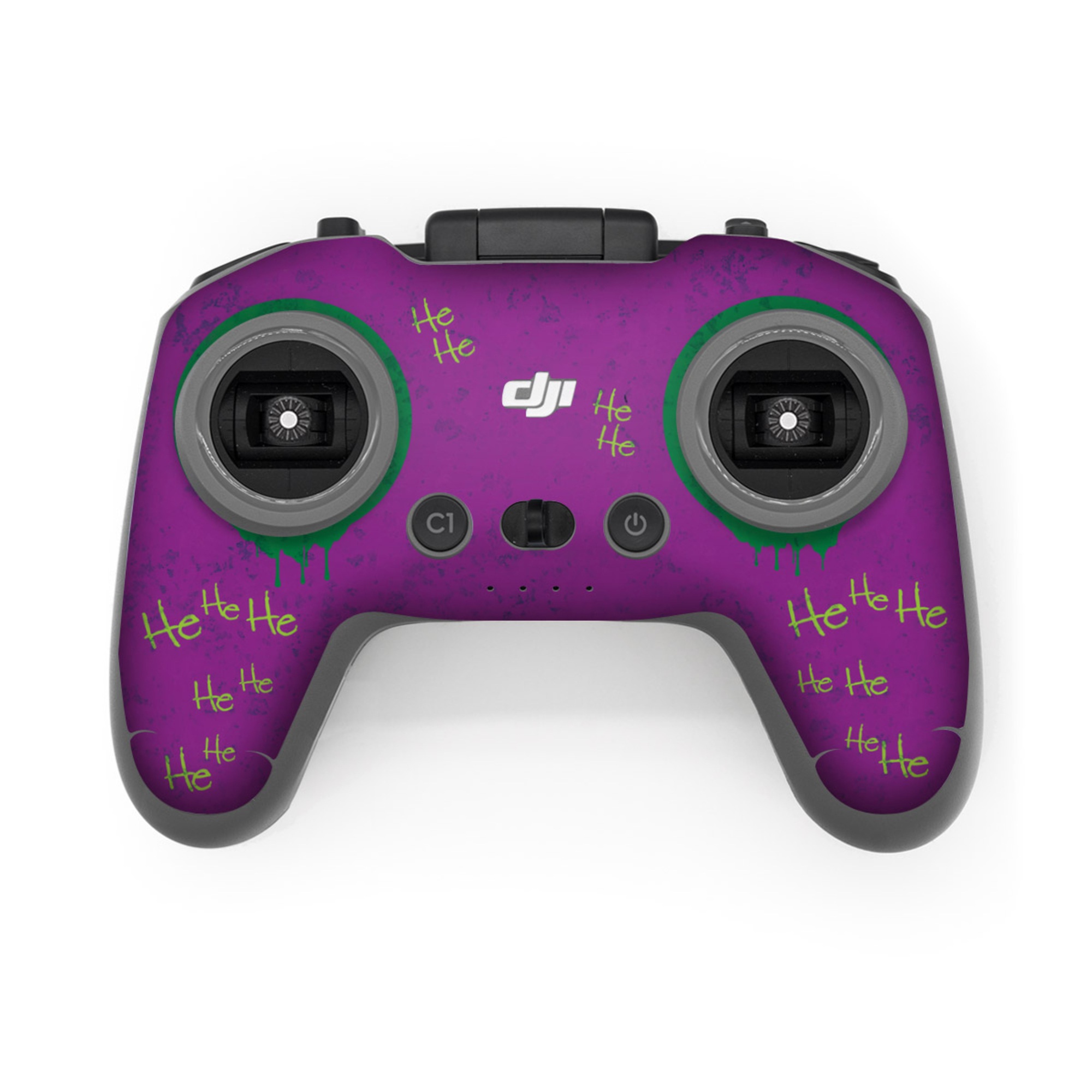 DJI FPV Remote Controller 3 Skin design of Font, Purple, Paint, Handwriting, Graphic design, with purple, green, black colors