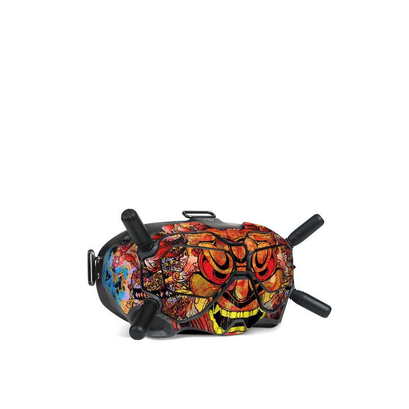 DJI FPV Goggles V2 Skin design of Art, Psychedelic art, Visual arts, Illustration, Fictional character, Demon with red, orange, yellow colors