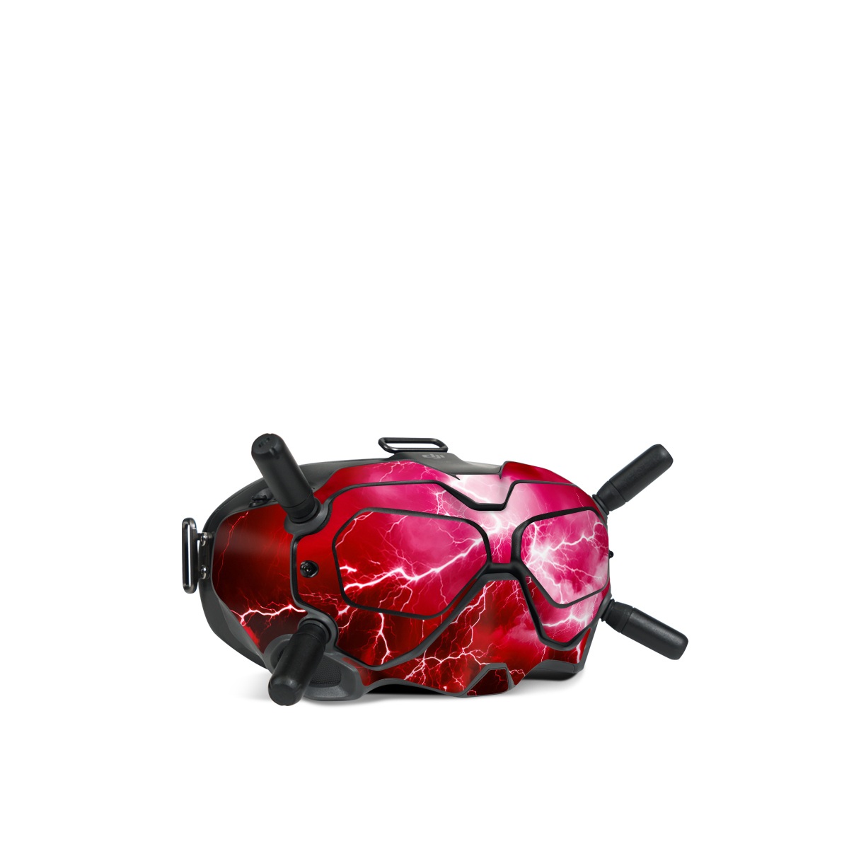 DJI FPV Goggles V2 Skin design of Thunder, Atmosphere, Sky, Light, Purple, Lighting, Water, Thunderstorm, Electricity, Pink, with black, red colors