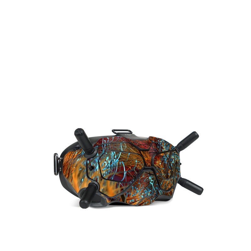 DJI FPV Goggles V2 Skin design of Orange, Tree, Electric blue, Organism, Fractal art, Plant, Art, Graphics, Space, Psychedelic art with orange, blue, red, yellow, purple colors