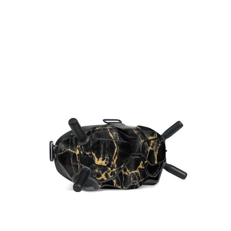 DJI FPV Goggles V2 Skin design of Black, Yellow, Water, Brown, Branch, Leaf, Rock, Tree, Marble, Sky, with black, yellow colors