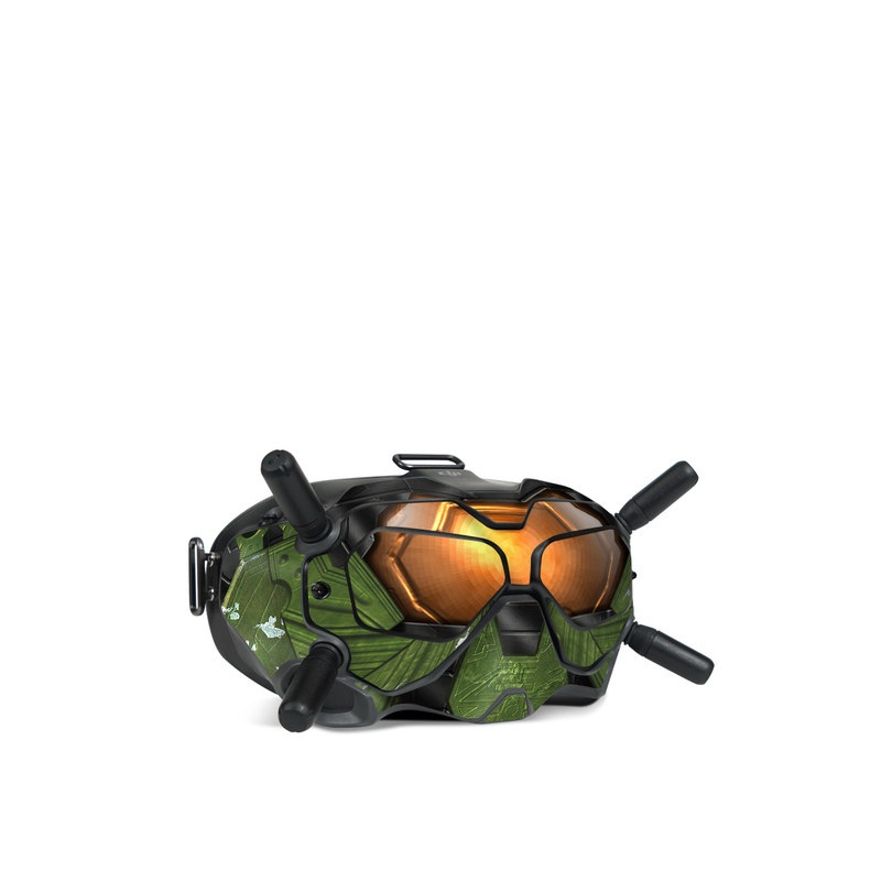 DJI FPV Goggles V2 Skin design of Green, Fictional character, Games, Fiction, Pc game, Illustration, Strategy video game, Digital compositing, Art, Screenshot with green, yellow, orange, black colors