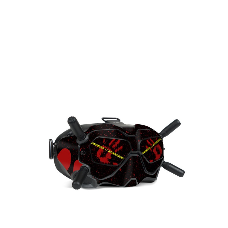 DJI FPV Goggles V2 Skin design of Red, Black, Font, Text, Logo, Graphics, Graphic design, Room, Carmine, Fictional character, with black, red, green colors