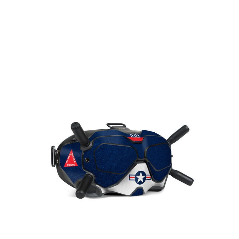 DJI FPV Goggles V2 Skin design of Sleeve, Font, Motor vehicle, T-shirt, Emblem, Poster, Electric blue, Symmetry, Symbol, Pattern, with blue, red, white colors