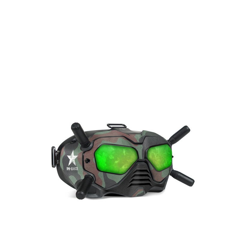 DJI FPV Goggles V2 Skin design, with black, white, gray, green, brown colors
