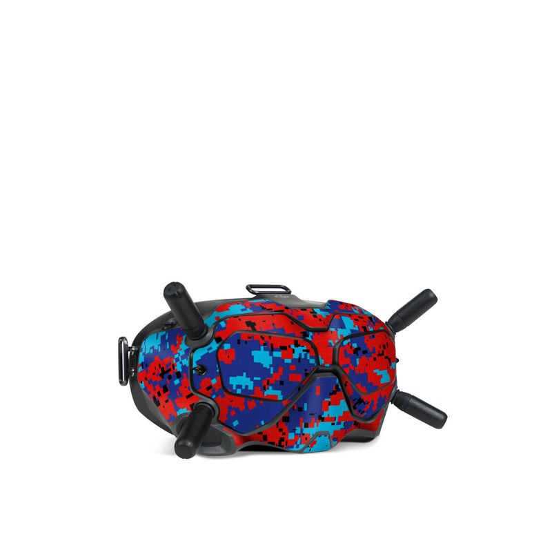 DJI FPV Goggles V2 Skin design of Blue, Red, Pattern, Textile, Electric blue, with blue, red colors