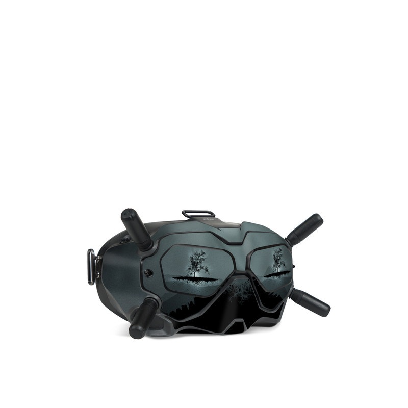 DJI FPV Goggles V2 Skin design of Reflection, Sky, Nature, Water, Black, Tree, Black-and-white, Monochrome photography, Natural landscape, Atmospheric phenomenon, with black, gray, blue colors
