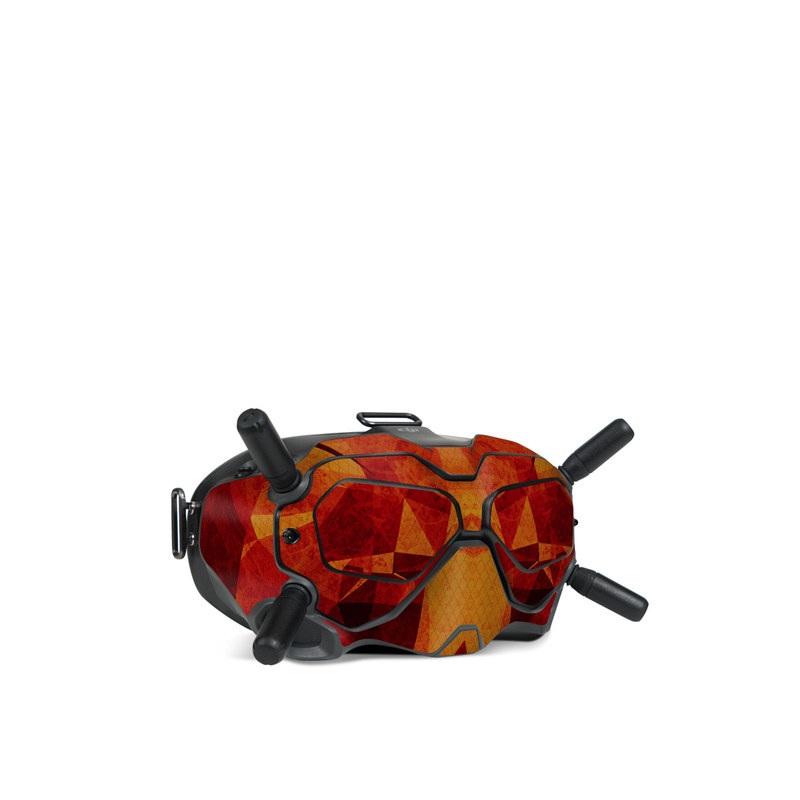 DJI FPV Goggles V2 Skin design of Orange, Red, Yellow, Triangle, Pattern, Amber, Design, Art, Visual arts, Modern art, with black, orange, yellow colors