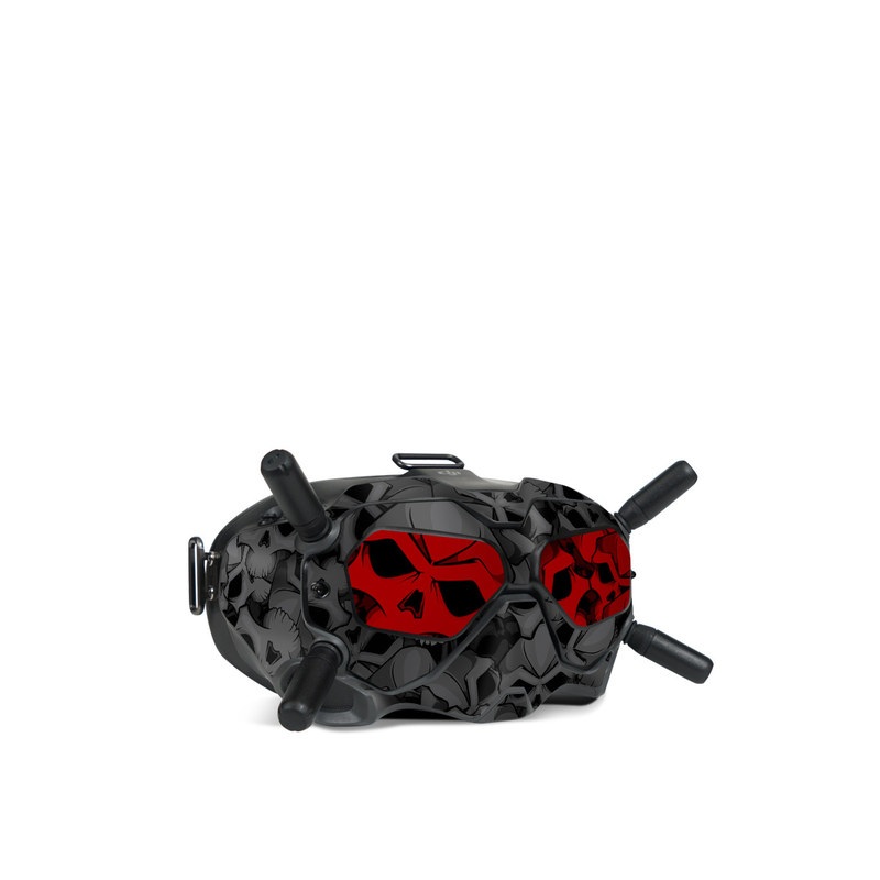 DJI FPV Goggles V2 Skin design of Font, Text, Pattern, Design, Graphic design, Black-and-white, Monochrome, Graphics, Illustration, Art, with black, red, gray colors