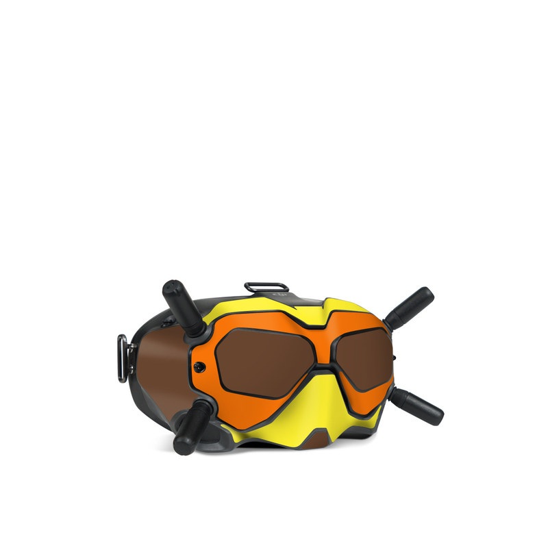 DJI FPV Goggles V2 Skin design of Orange, Yellow, Line, Brown, Font, Material property, Graphic design, Pattern, Parallel, with brown, orange, yellow colors