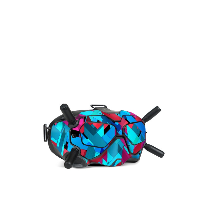 DJI FPV Goggles V2 Skin design of Pattern, Turquoise, Line, Teal, Magenta, Design, Textile, Symmetry, Colorfulness, with blue, red, purple, black colors