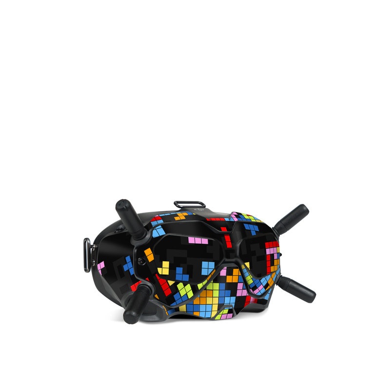 DJI FPV Goggles V2 Skin design of Pattern, Symmetry, Font, Design, Graphic design, Line, Colorfulness, Magenta, Square, Graphics, with black, green, blue, orange, red colors