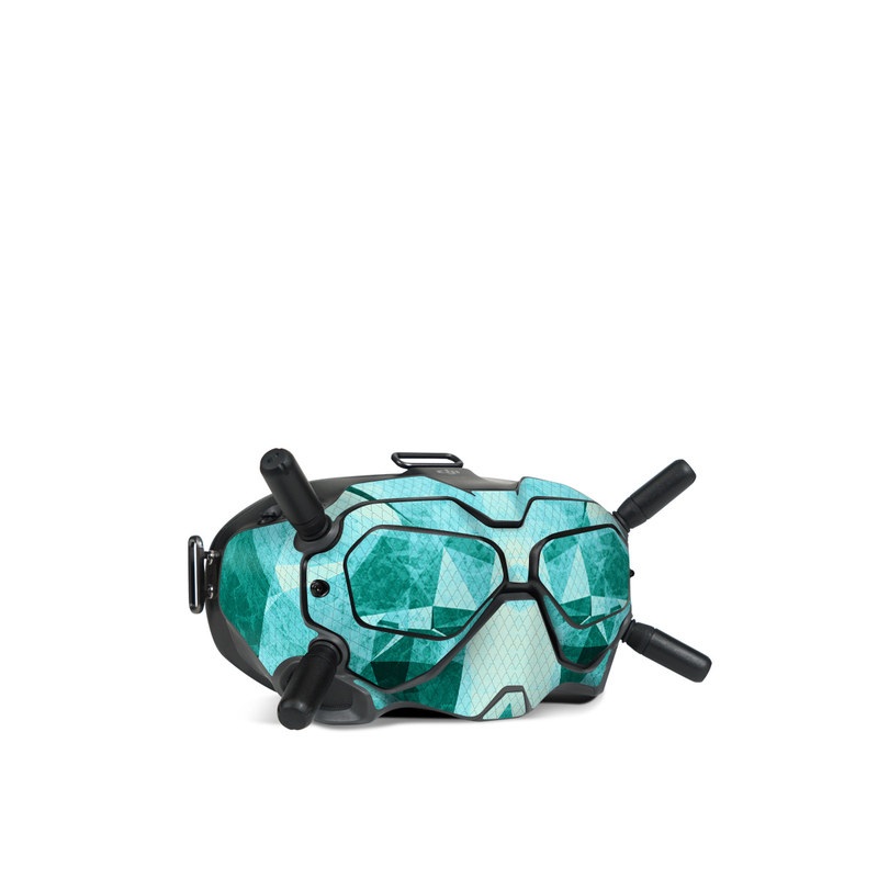 DJI FPV Goggles V2 Skin design of Aqua, Blue, Pattern, Turquoise, Illustration, Teal, Design, Line, Graphic design, with blue colors