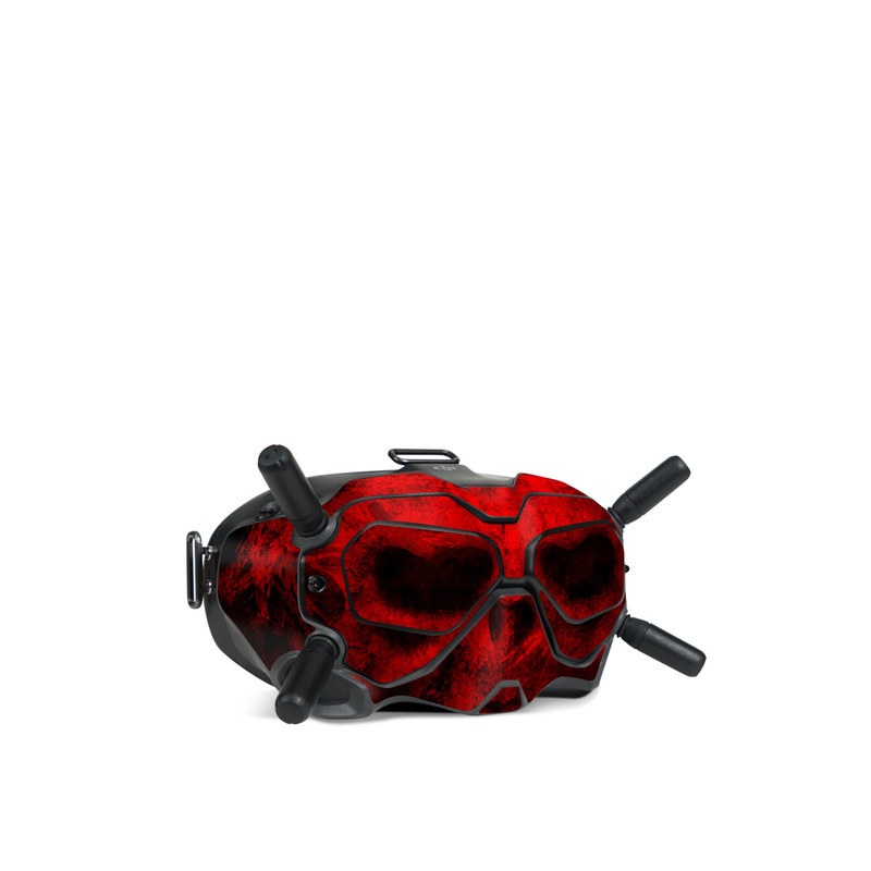 DJI FPV Goggles V2 Skin design of Red, Skull, Bone, Darkness, Mouth, Graphics, Pattern, Fiction, Art, Fractal art, with black, red colors