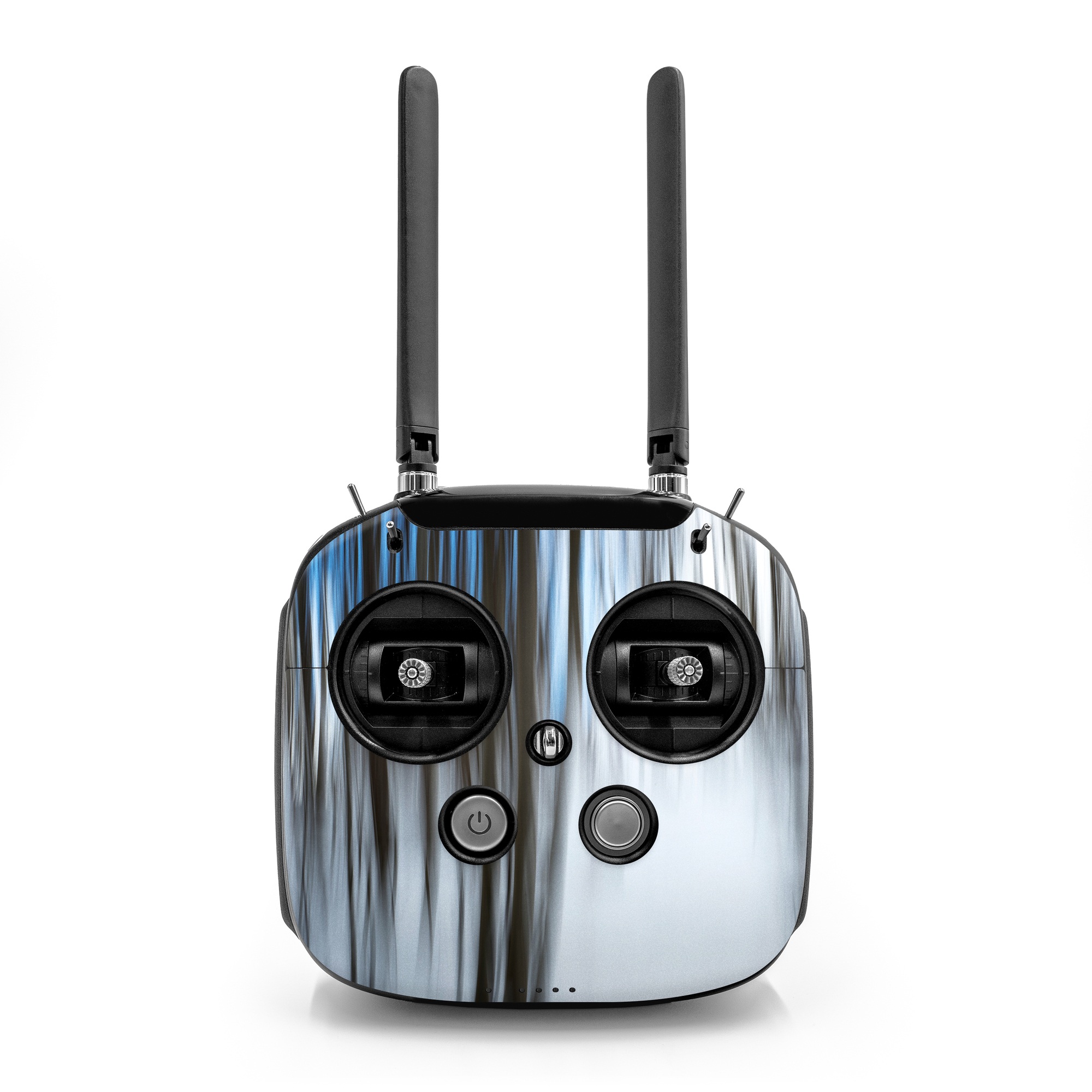 DJI FPV Remote Controller Mode 2 Skin design of Water, Blue, Natural environment, Tree, Forest, Line, Waterfall, Plant, Black-and-white, Reflection, with black, white, blue colors