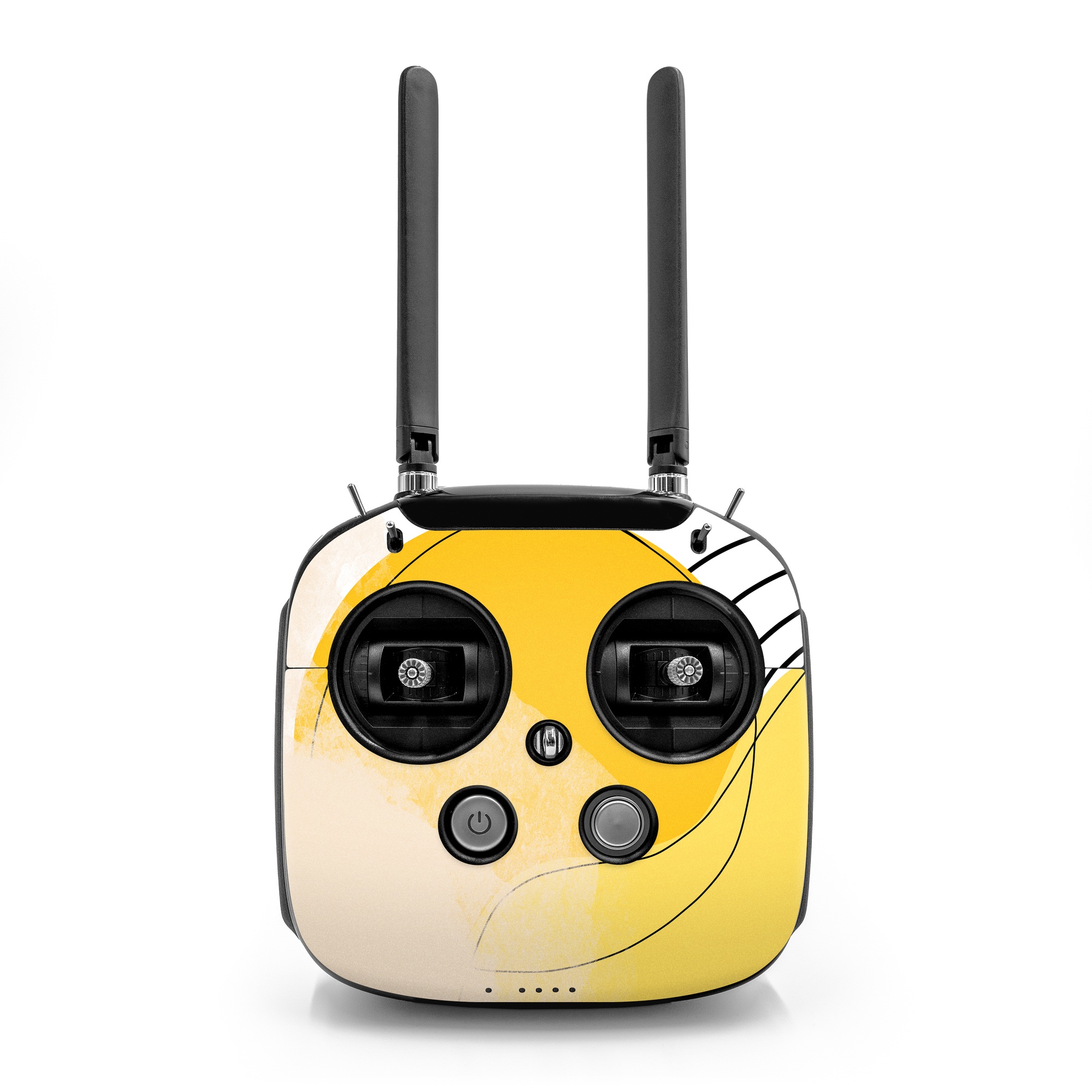 DJI FPV Remote Controller Mode 2 Skin design of Yellow, Line, Illustration, Graphics, with white, black, brown, yellow colors