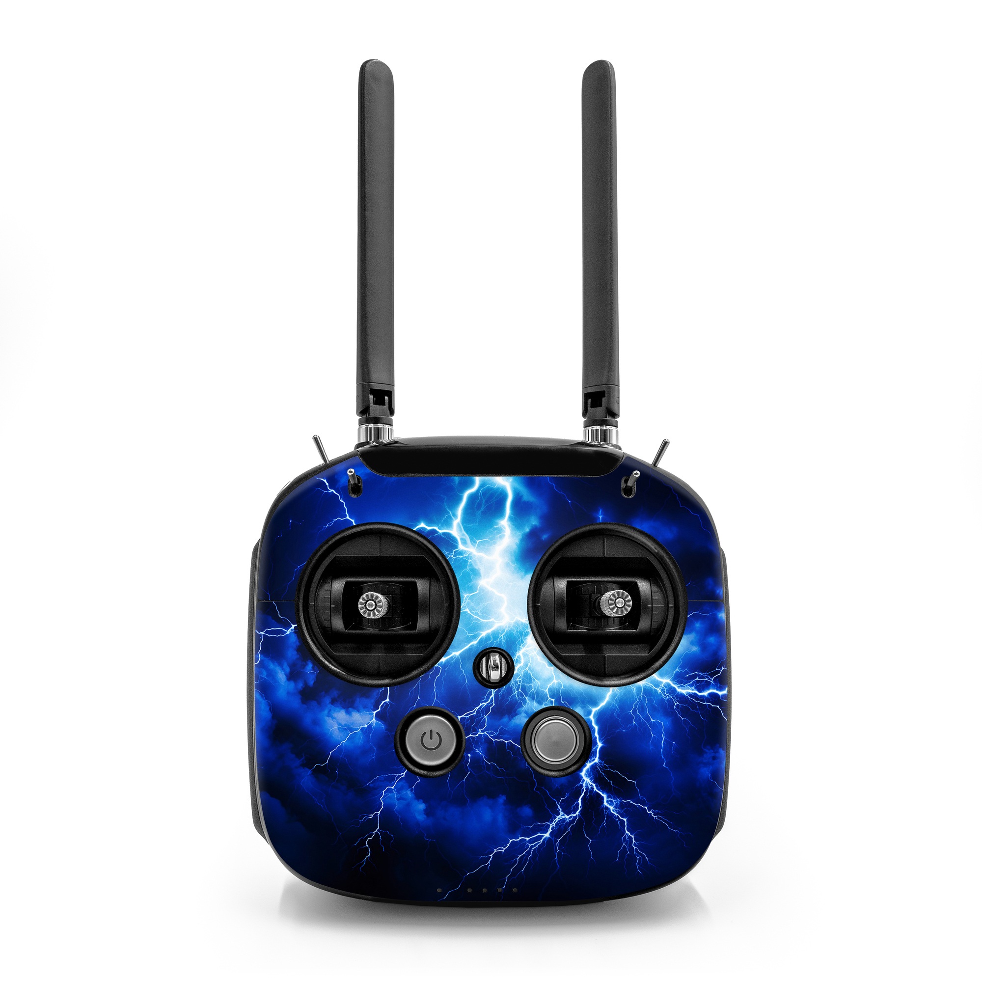 DJI FPV Remote Controller Mode 2 Skin design of Thunder, Sky, Atmosphere, Daytime, Cloud, Water, Lightning, Light, Azure, Natural environment, with black, blue colors