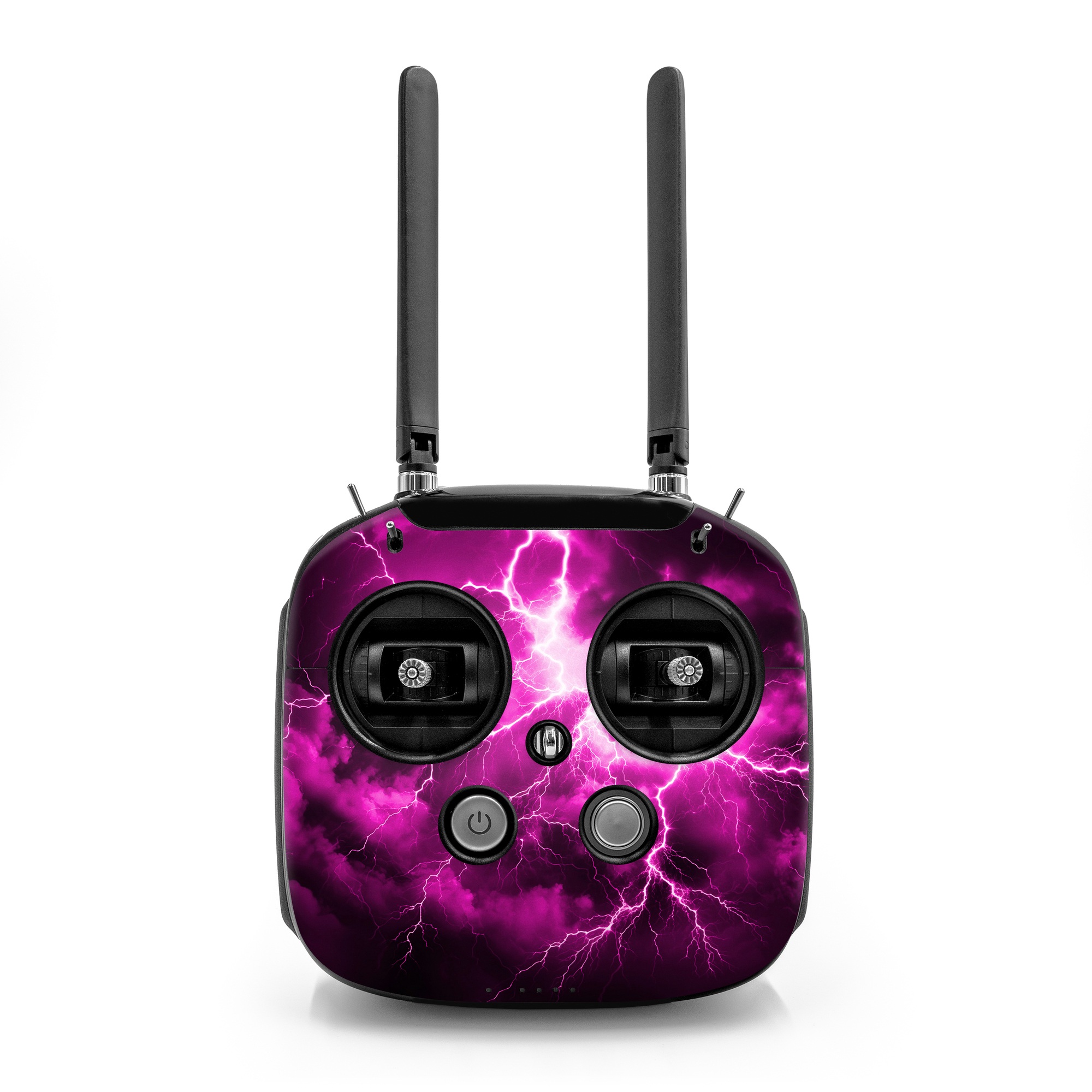 DJI FPV Remote Controller Mode 2 Skin design of Sky, Thunder, Lightning, Thunderstorm, Atmosphere, White, Purple, Light, Nature, Water, with black, pink colors