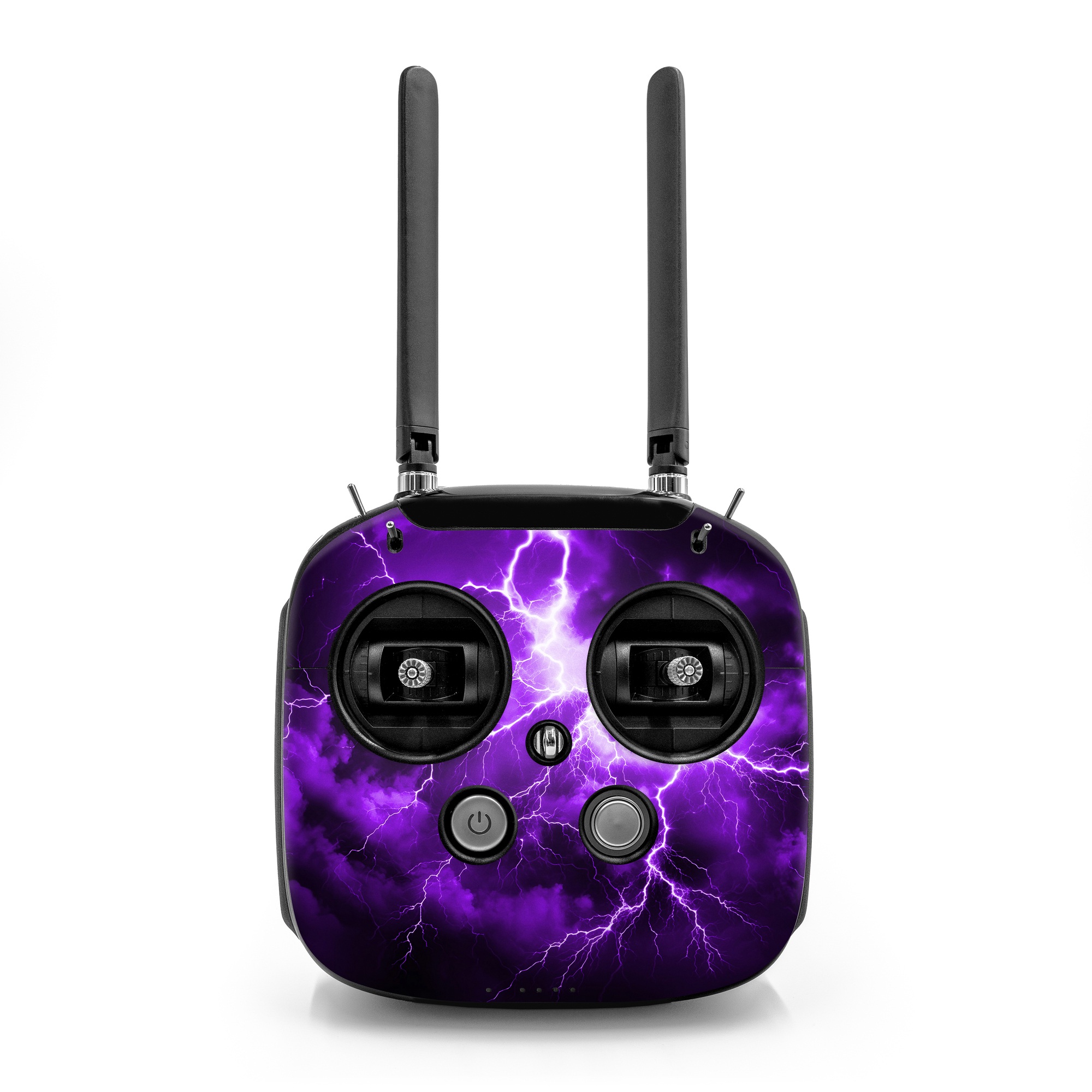 DJI FPV Remote Controller Mode 2 Skin design of Sky, Lightning, Thunder, Atmosphere, Thunderstorm, Daytime, Purple, Light, Cloud, Nature, with black, purple colors