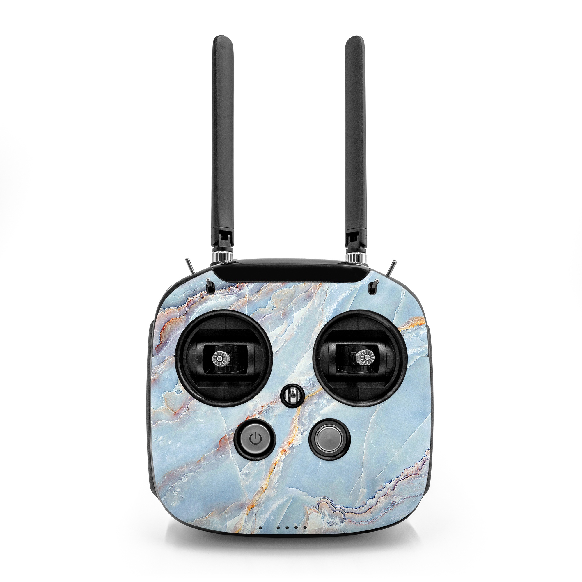DJI FPV Remote Controller Mode 2 Skin design of Blue, Azure, Aqua, Onyx, with blue, red, orange, white colors