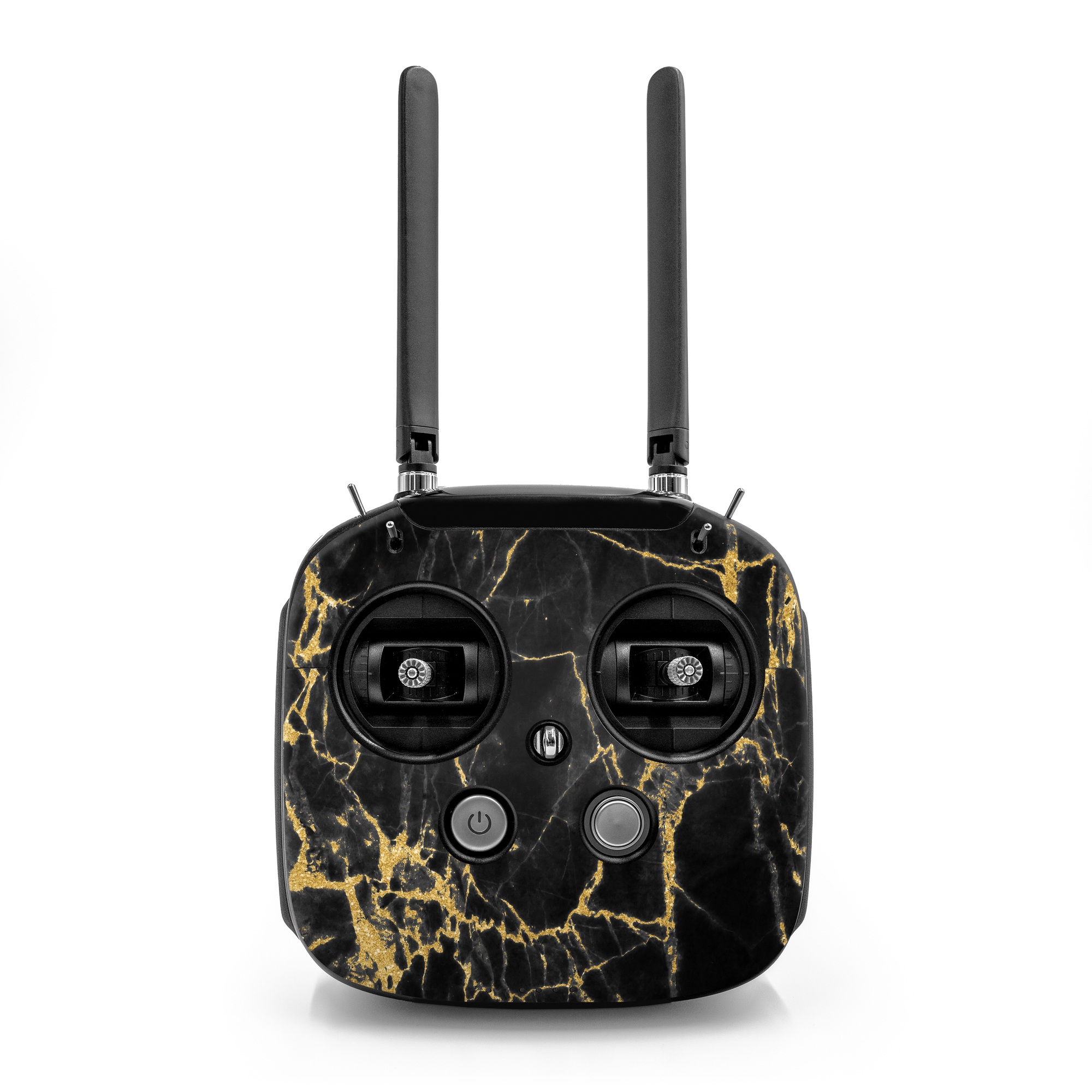 DJI FPV Remote Controller Mode 2 Skin design of Black, Yellow, Water, Brown, Branch, Leaf, Rock, Tree, Marble, Sky, with black, yellow colors