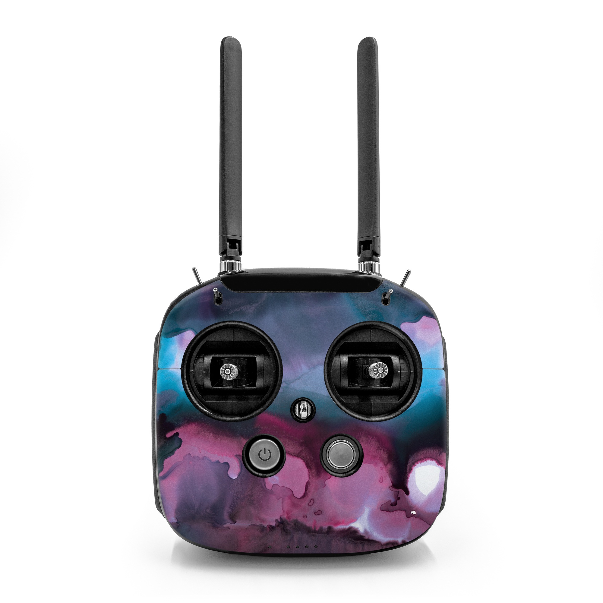 DJI FPV Remote Controller Mode 2 Skin design of Watercolor paint, Purple, Painting, Ice, Magenta, Sky, Art, Cloud, Paint, Modern art, with black, white, purple, blue, red colors