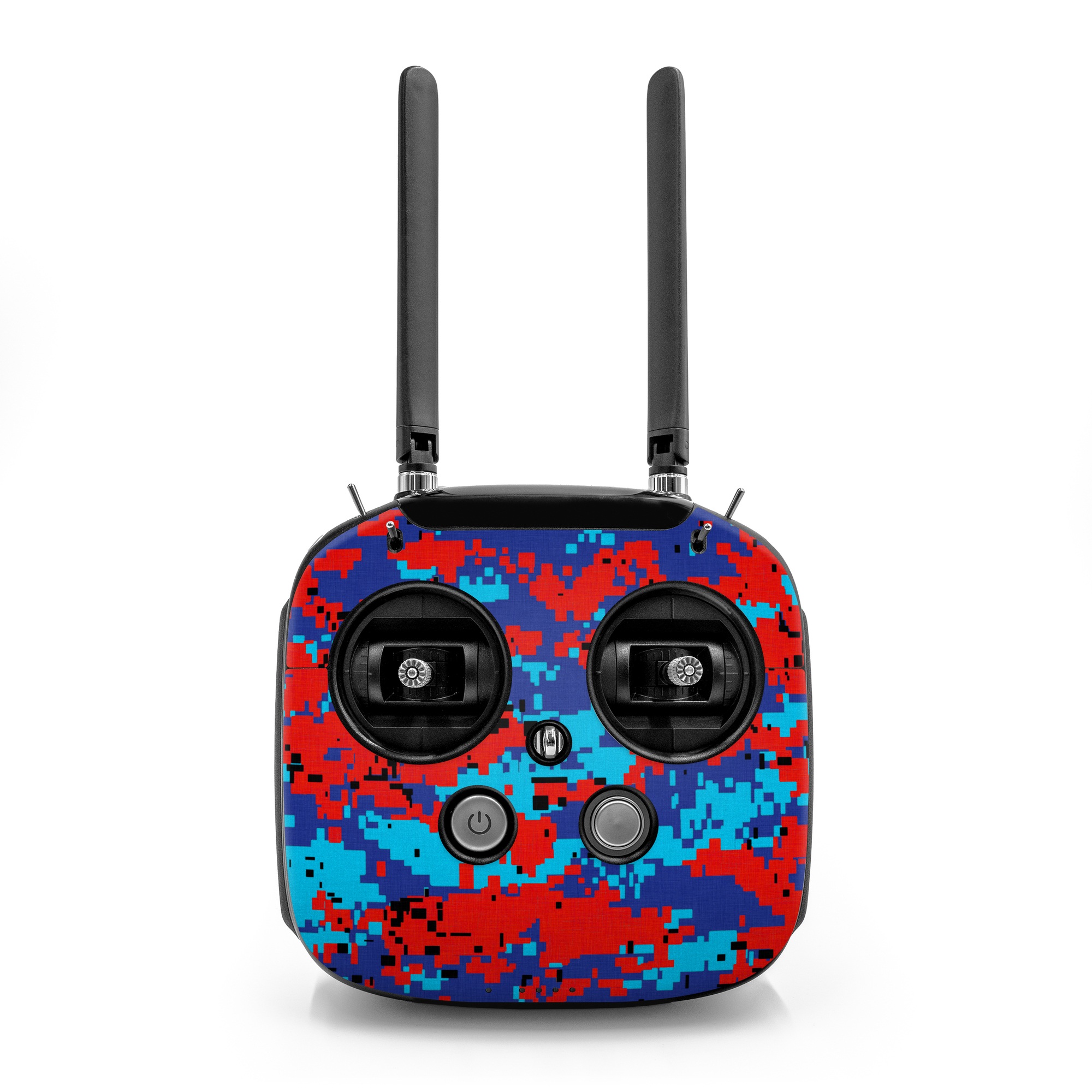 DJI FPV Remote Controller Mode 2 Skin design of Blue, Red, Pattern, Textile, Electric blue, with blue, red colors