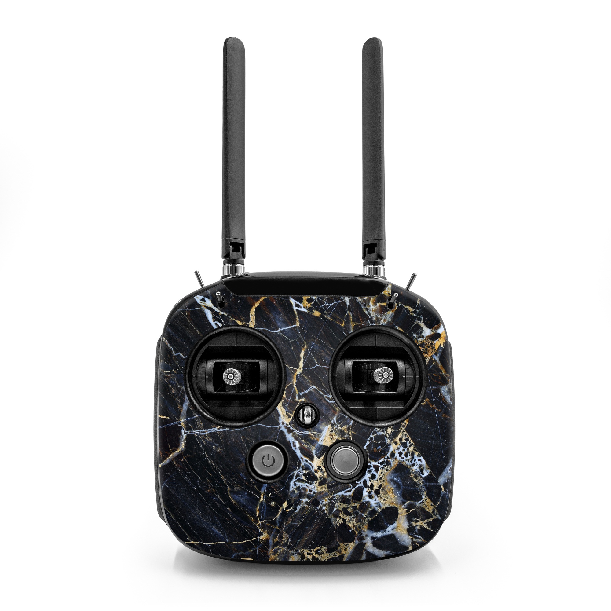 DJI FPV Remote Controller Mode 2 Skin design of Black, Yellow, Rock, Brown, Marble, Water, Close-up, Granite, Pattern, Geology, with black, white, orange, gray, yellow colors
