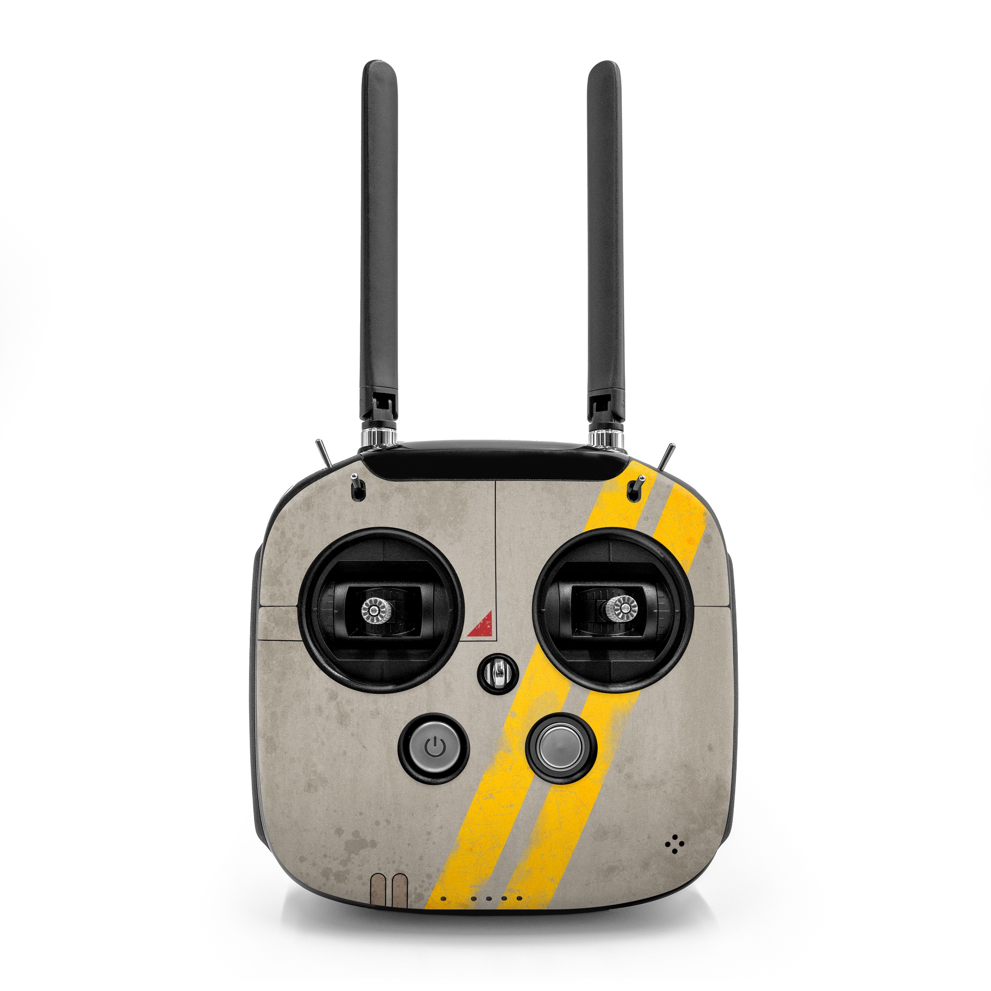 DJI FPV Remote Controller Mode 2 Skin design of Yellow, Wall, Line, Orange, Design, Concrete, Font, Architecture, Parallel, Wood, with gray, yellow, red, black colors