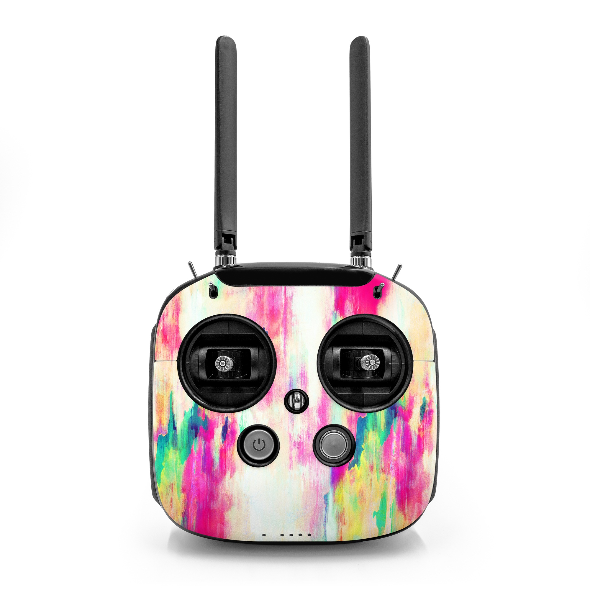 DJI FPV Remote Controller Mode 2 Skin design of Pink, Magenta, Art, Watercolor paint, Dye, Visual arts, Pattern, Modern art, Painting, Acrylic paint, with red, white, green colors