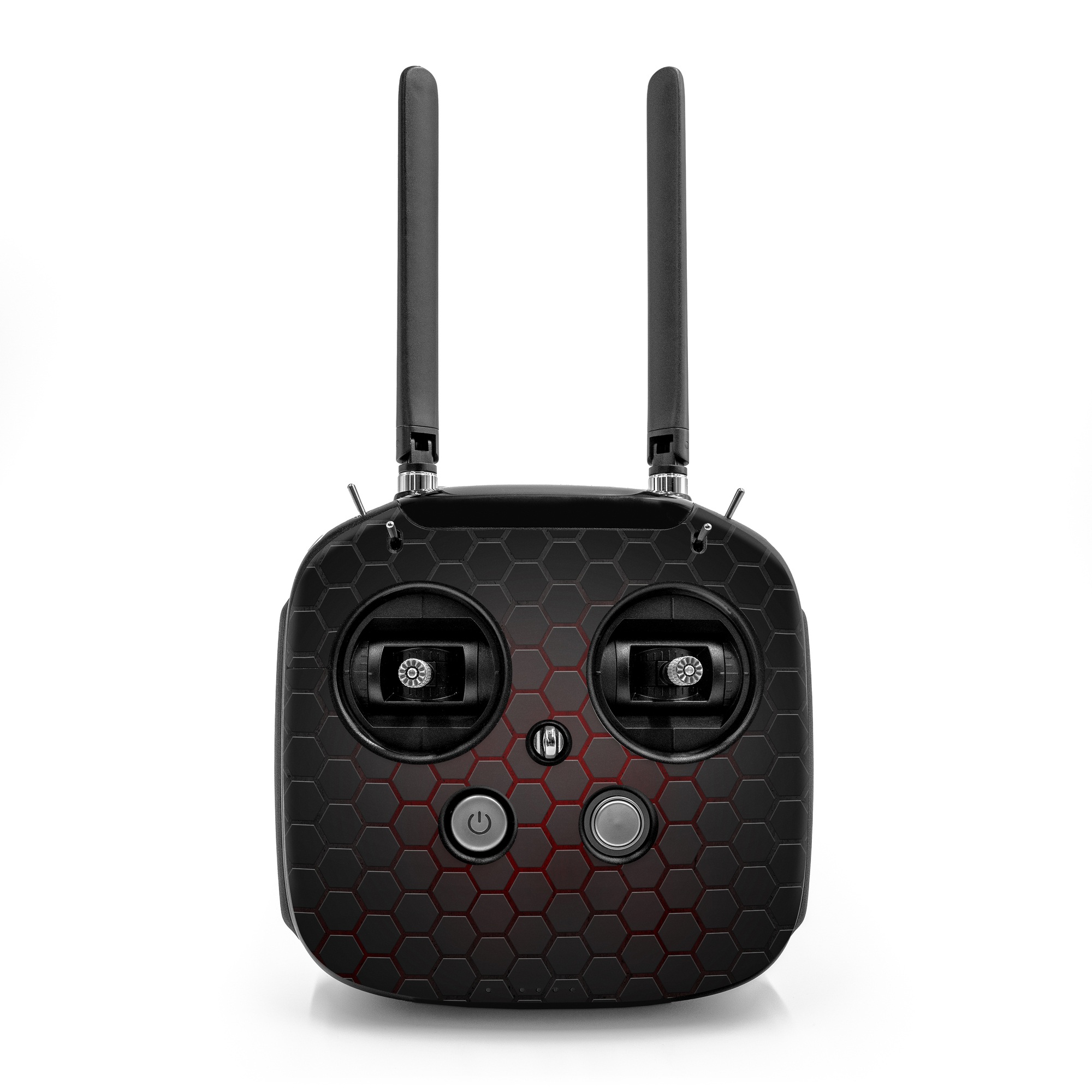 DJI FPV Remote Controller Mode 2 Skin design of Black, Pattern, Metal, Design, Mesh, Carbon, Space, Wallpaper, with black, red colors