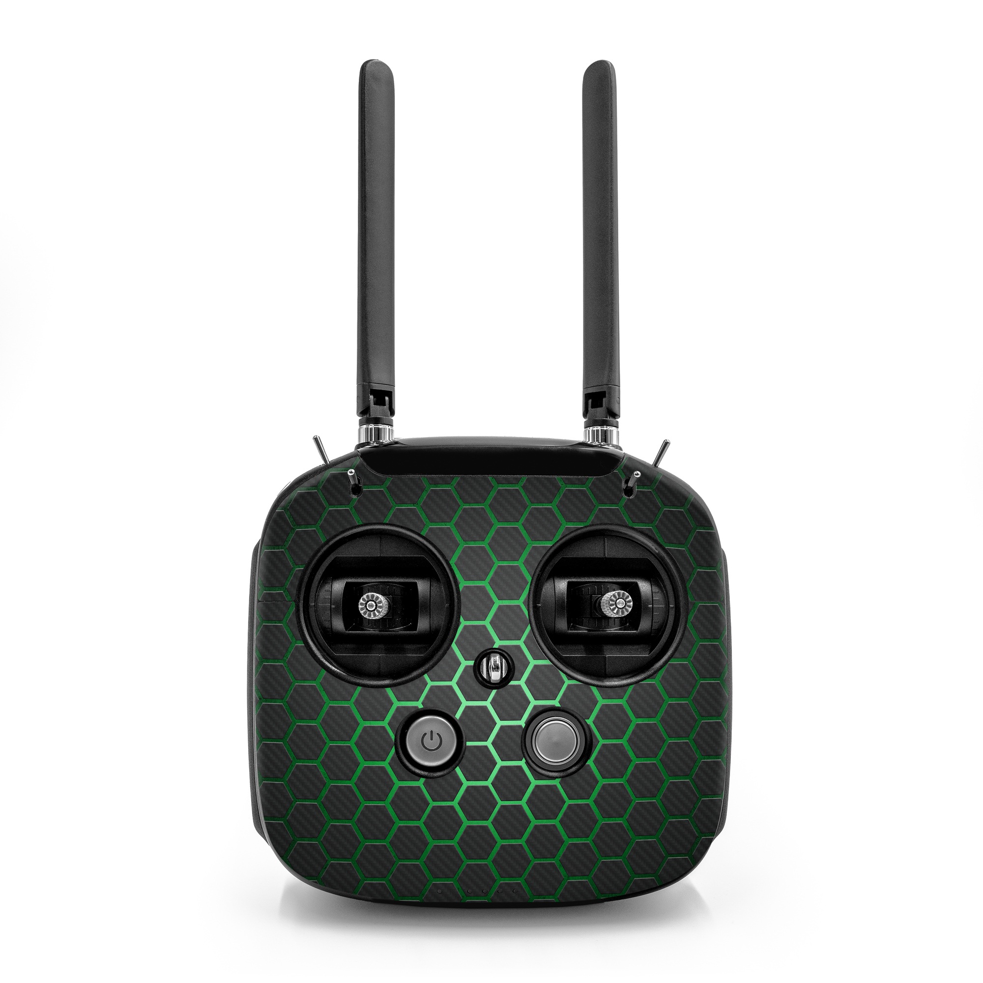 DJI FPV Remote Controller Mode 2 Skin design of Pattern, Metal, Design, Carbon, Space, Circle, with black, gray, green colors
