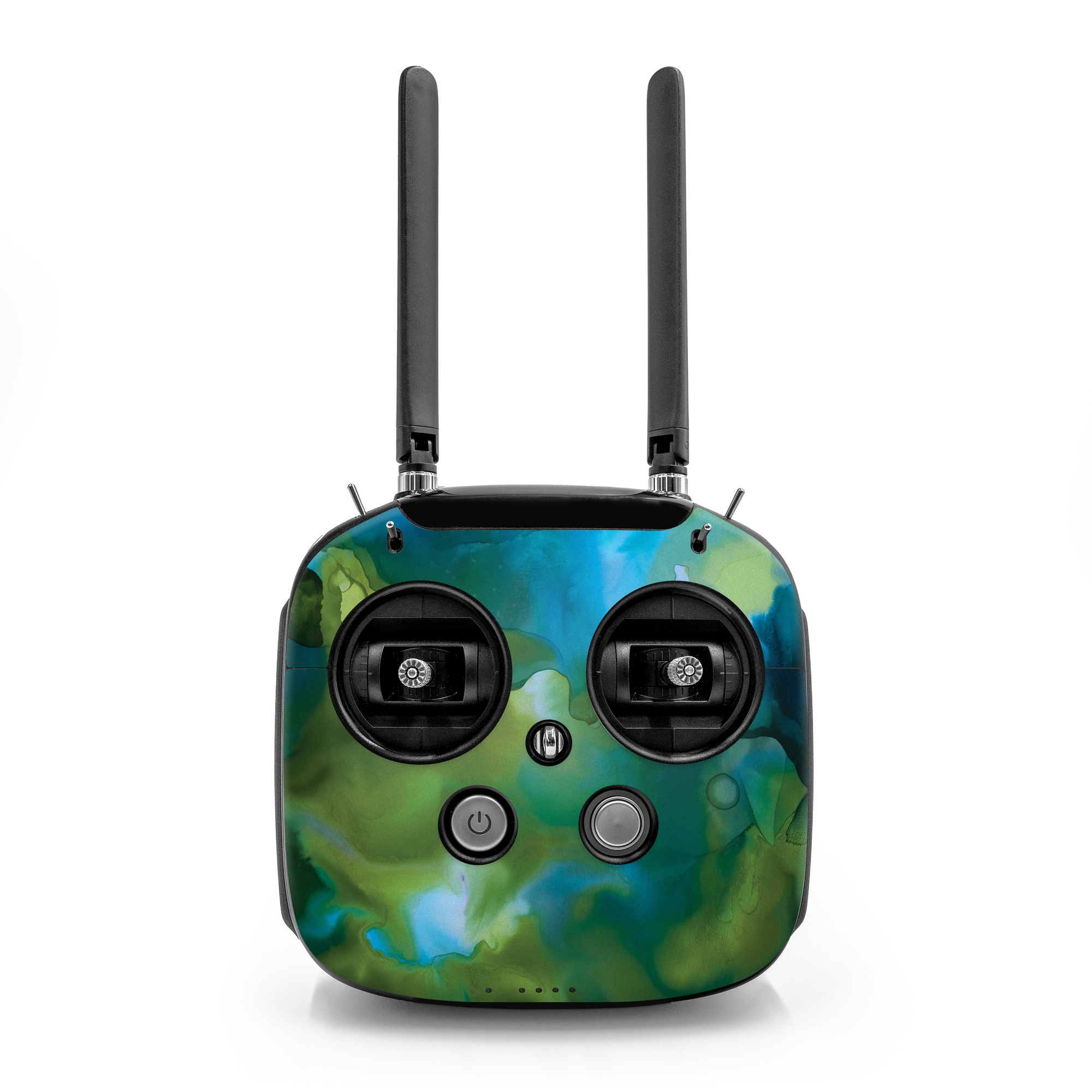 DJI FPV Remote Controller Mode 2 Skin design of Aqua, Blue, Green, Painting, Turquoise, Teal, Water, Acrylic paint, Art, Organism, with blue, green colors