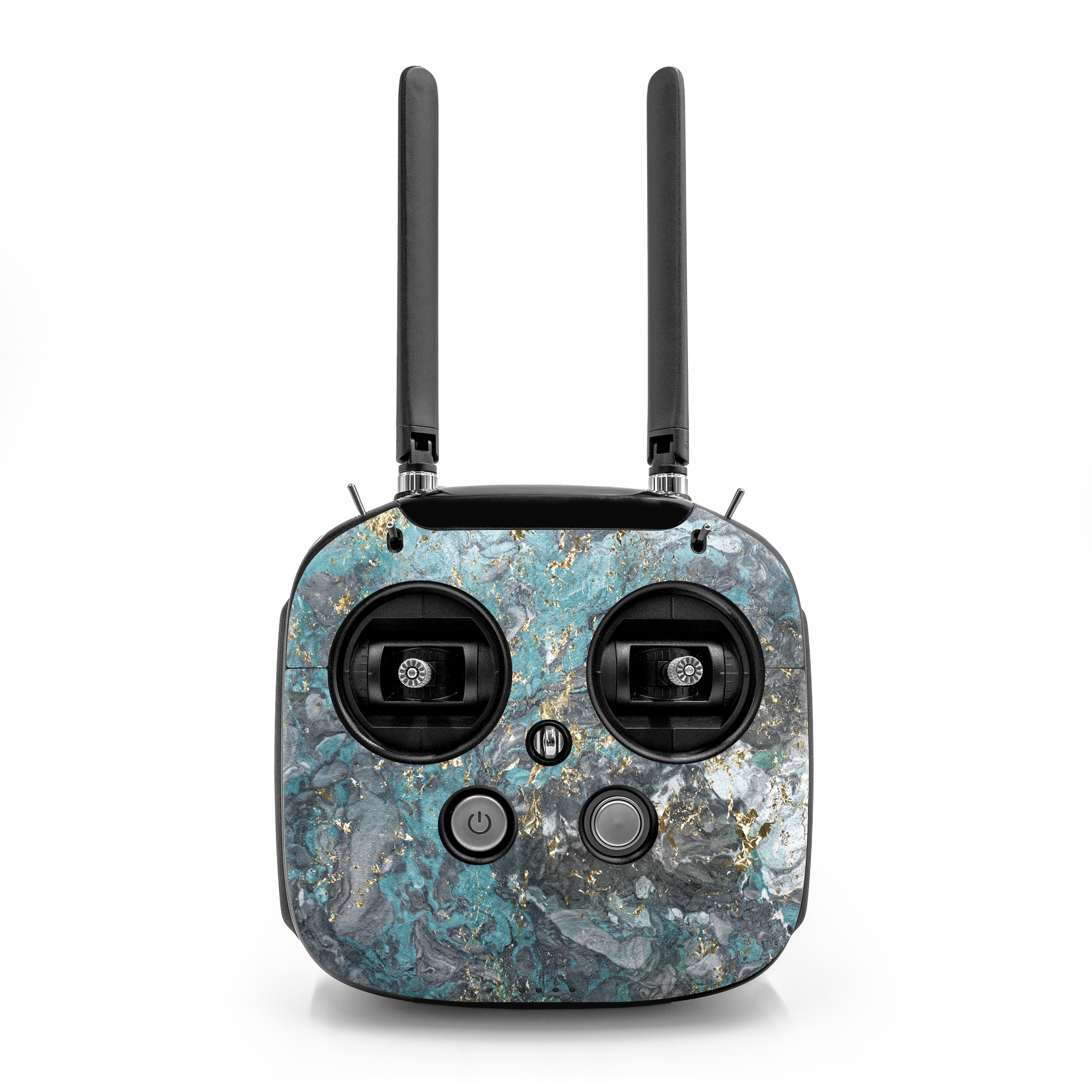 DJI FPV Remote Controller Mode 2 Skin design of Blue, Turquoise, Green, Aqua, Teal, Geology, Rock, Painting, Pattern, with black, white, gray, green, blue colors