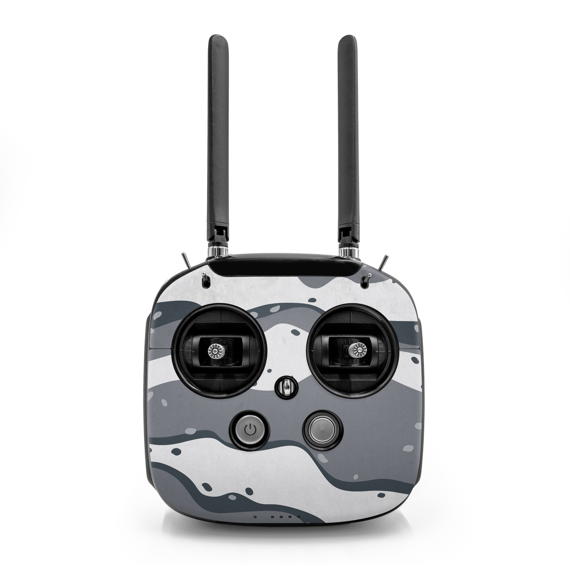 DJI FPV Remote Controller Mode 2 Skin design of White, Pattern, Water, Design, Illustration, Black-and-white, Metal, Drawing, Style, with black, white, gray colors