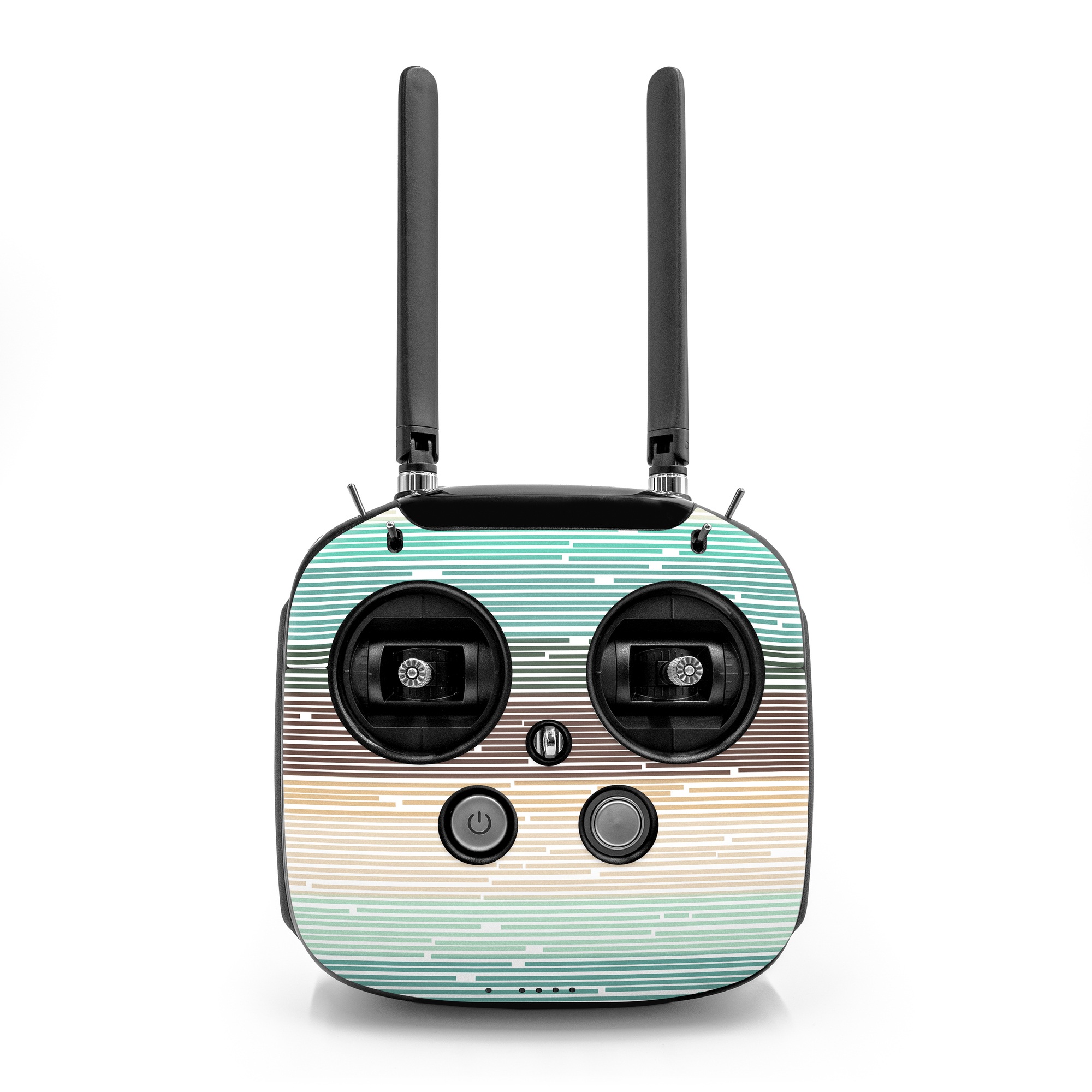 DJI FPV Remote Controller Mode 2 Skin design of Line, Parallel, Pattern, with blue, brown, yellow, orange colors