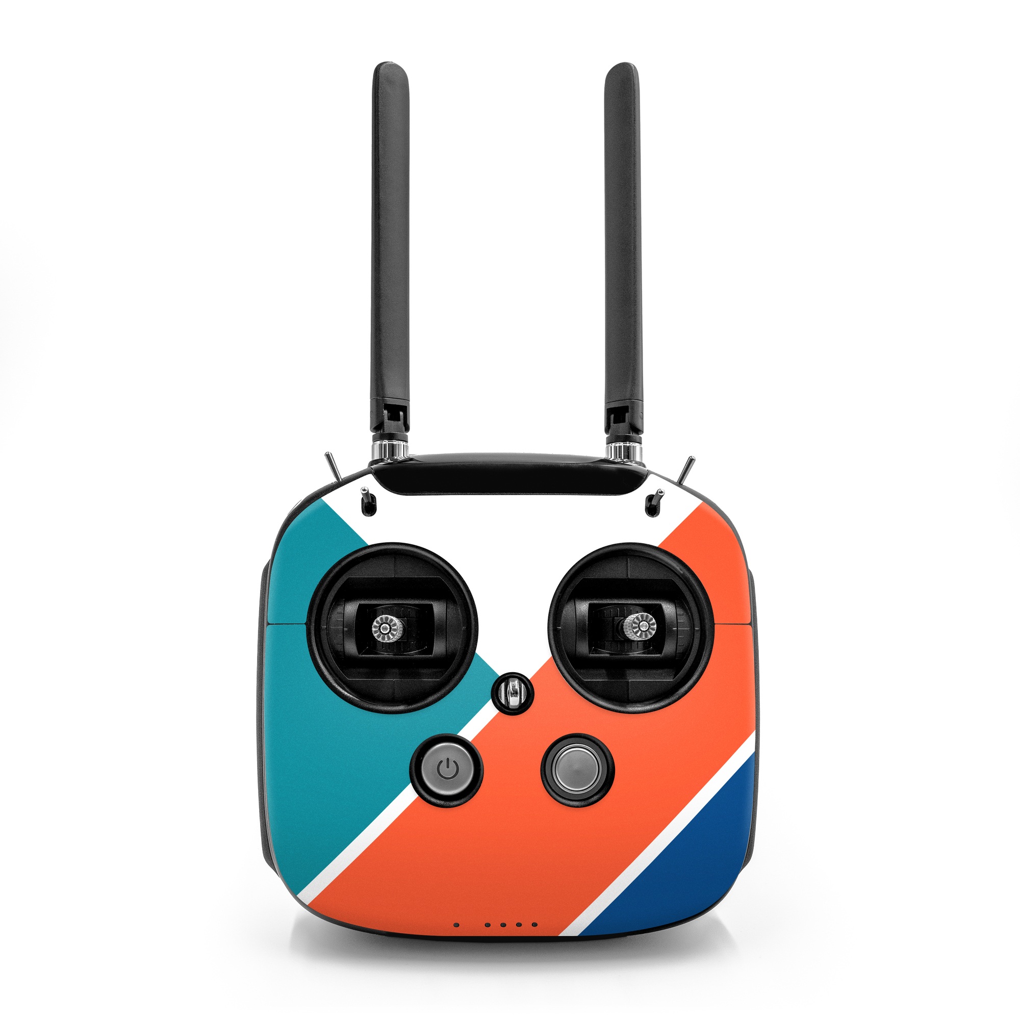 DJI FPV Remote Controller Mode 2 Skin design of Blue, Orange, Line, Turquoise, Flag, Electric blue, Pattern, Parallel, with white, blue, red, orange, green colors