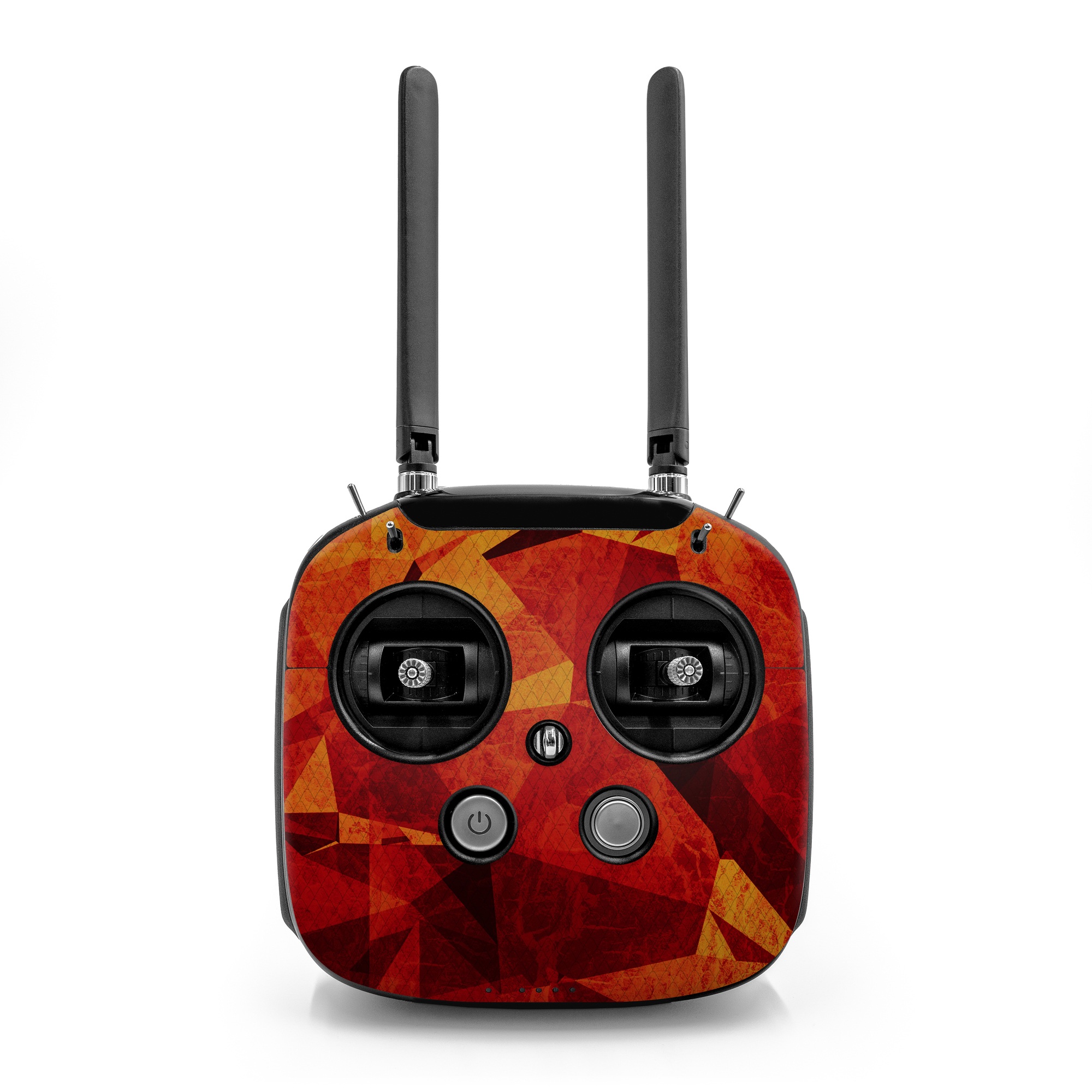 DJI FPV Remote Controller Mode 2 Skin design of Orange, Red, Yellow, Triangle, Pattern, Amber, Design, Art, Visual arts, Modern art, with black, orange, yellow colors