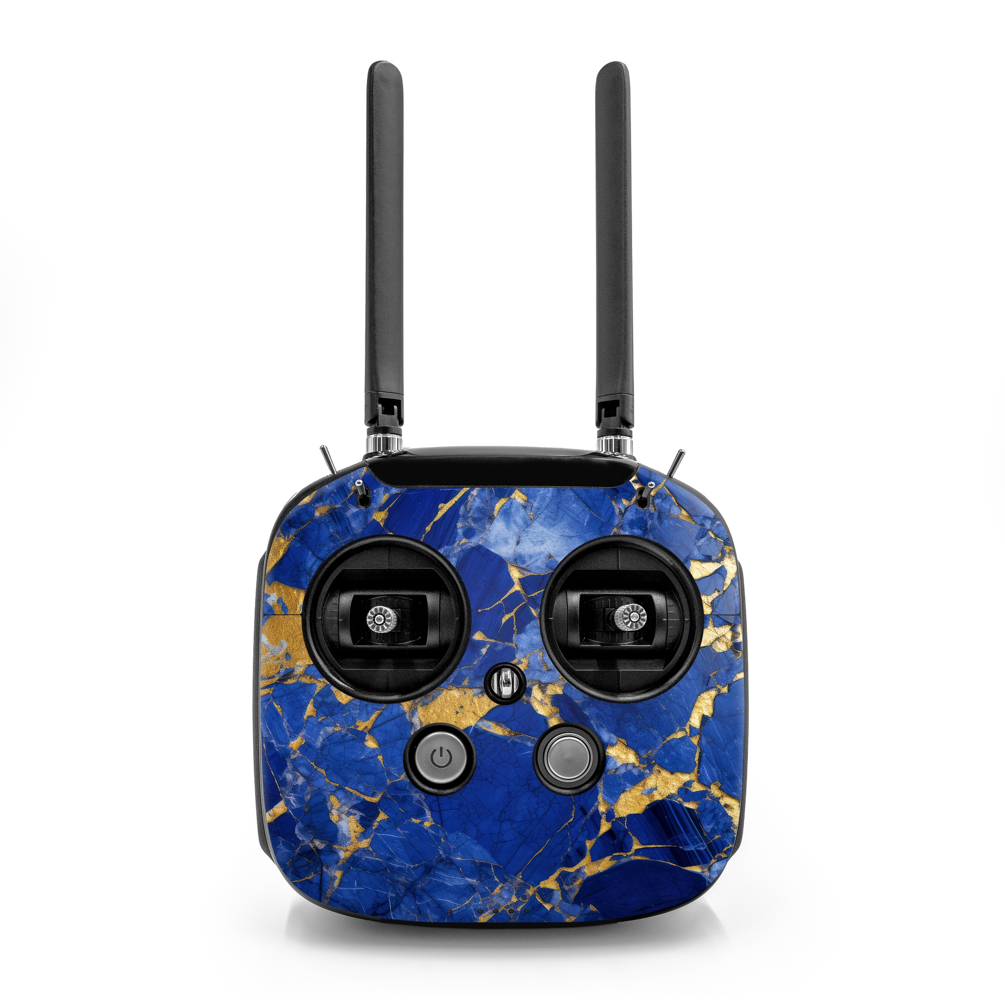 DJI FPV Remote Controller Mode 2 Skin design of Liquid, Blue, Azure, Fluid, Pattern, Electric blue, Tints and shades, Transparent material, Water, Symmetry, with blue, yellow, brown, orange colors