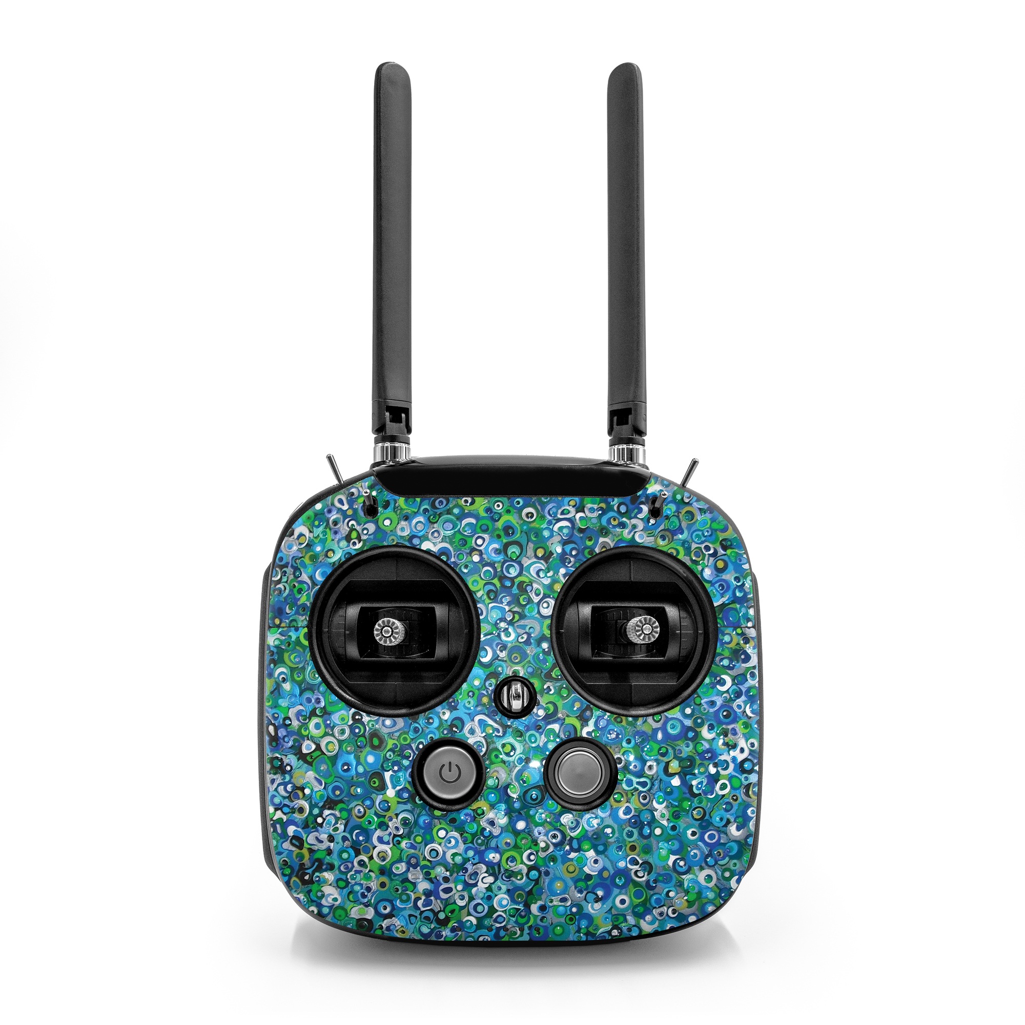 DJI FPV Remote Controller Mode 2 Skin design of Blue, Plant, Glitter, with blue, green, white colors