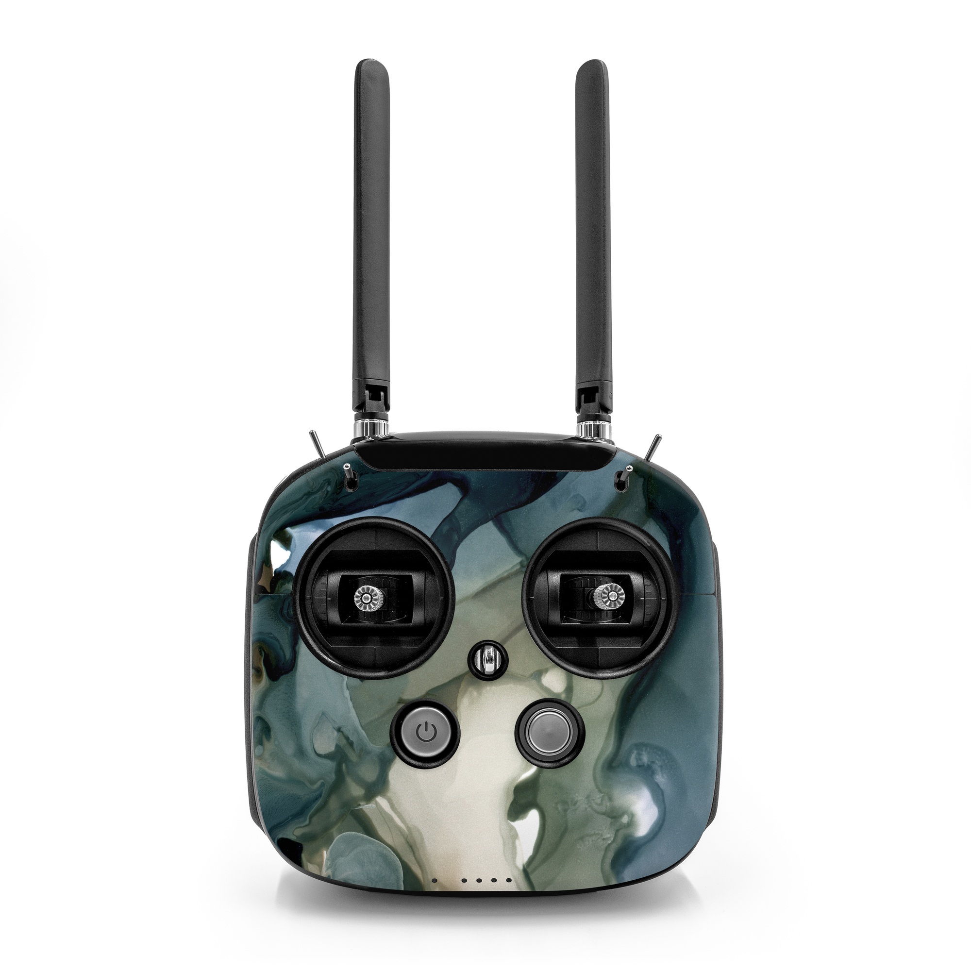 DJI FPV Remote Controller Mode 2 Skin design of Azure, Petal, Organism, Grey, Art, Pattern, Beauty, Painting, Close-up, Tree, with black, blue, green, white colors