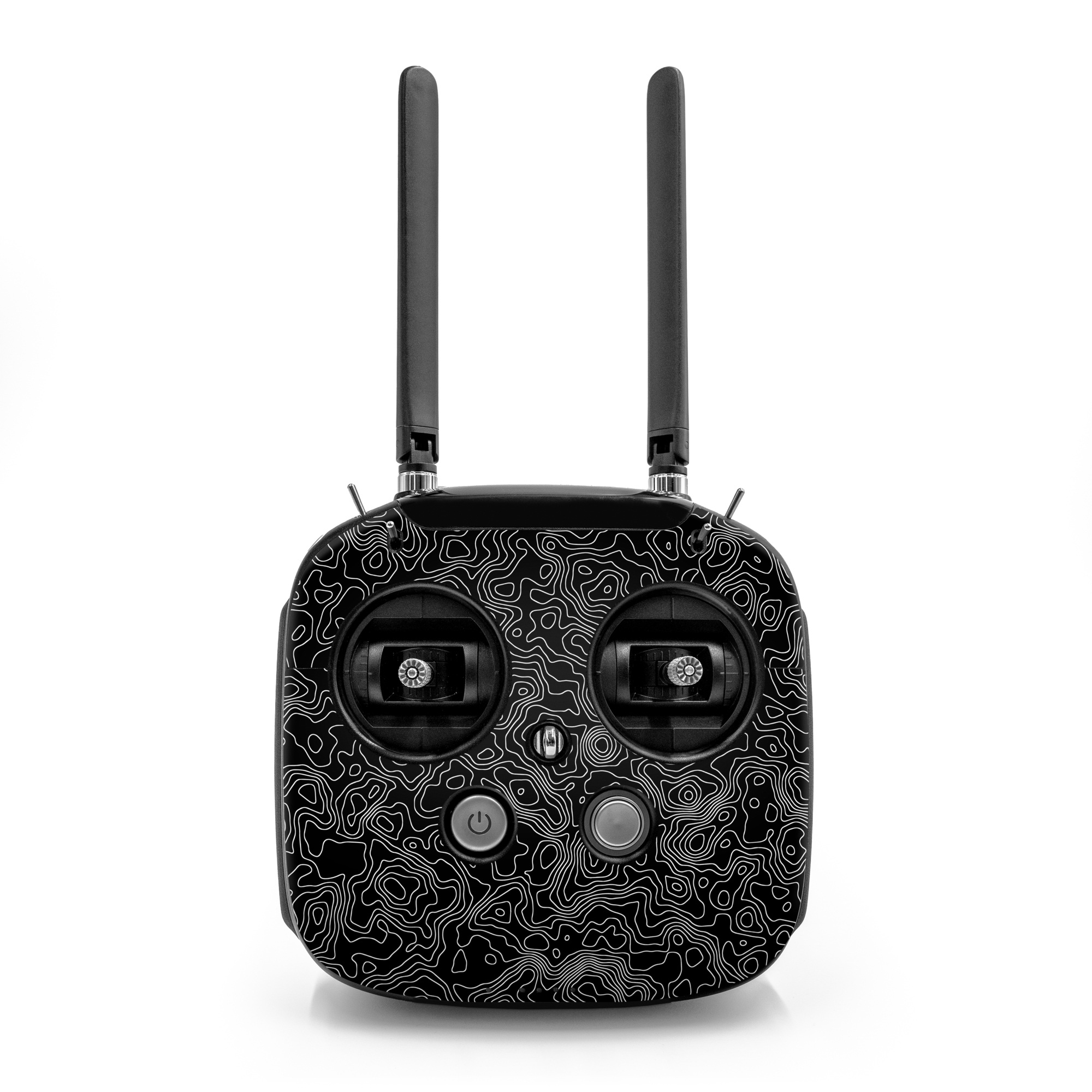 DJI FPV Remote Controller Mode 2 Skin design of Art, Motif, Pattern, Symmetry, Monochrome, Circle, Font, Visual arts, Illustration, Monochrome photography, with black, gray colors