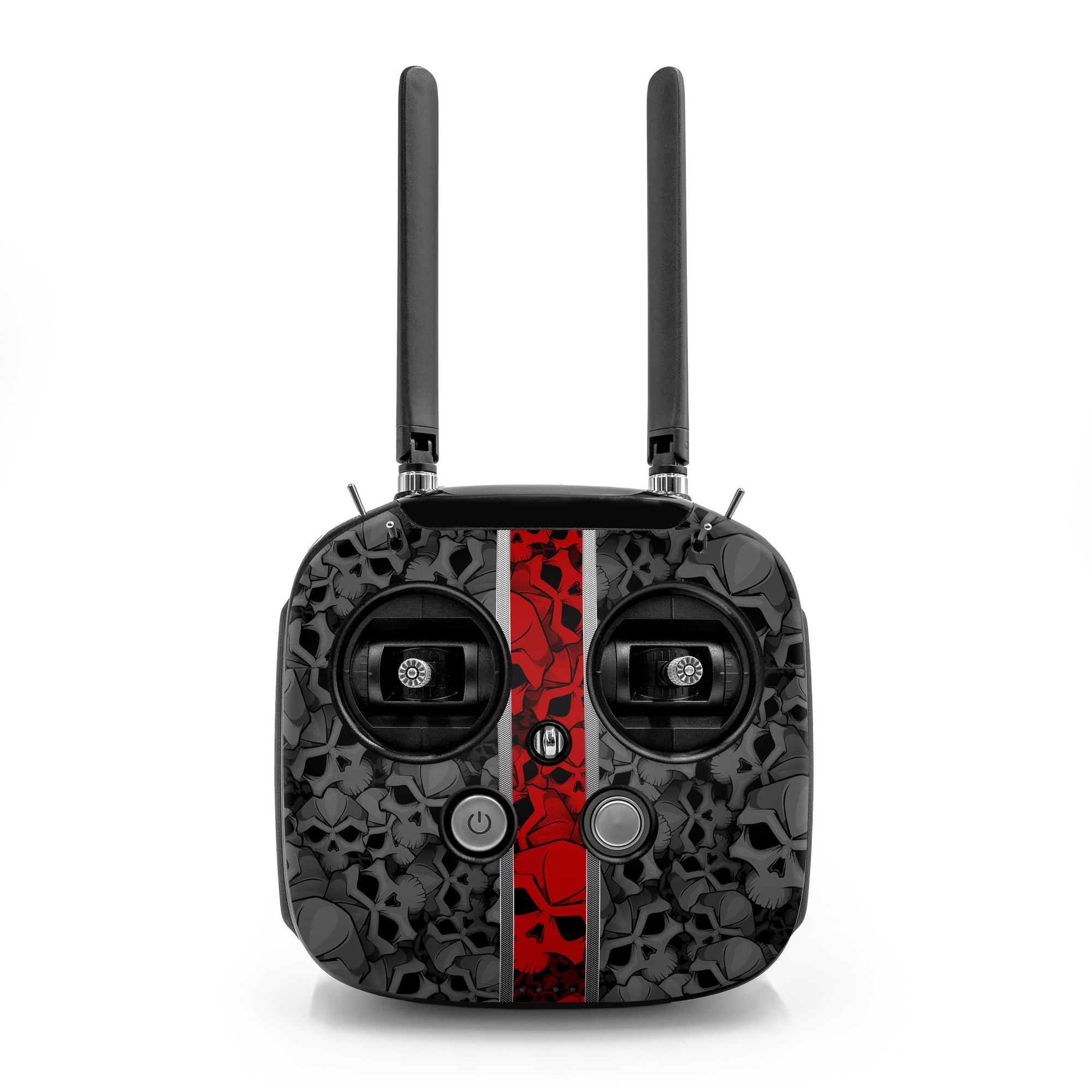 DJI FPV Remote Controller Mode 2 Skin design of Font, Text, Pattern, Design, Graphic design, Black-and-white, Monochrome, Graphics, Illustration, Art, with black, red, gray colors