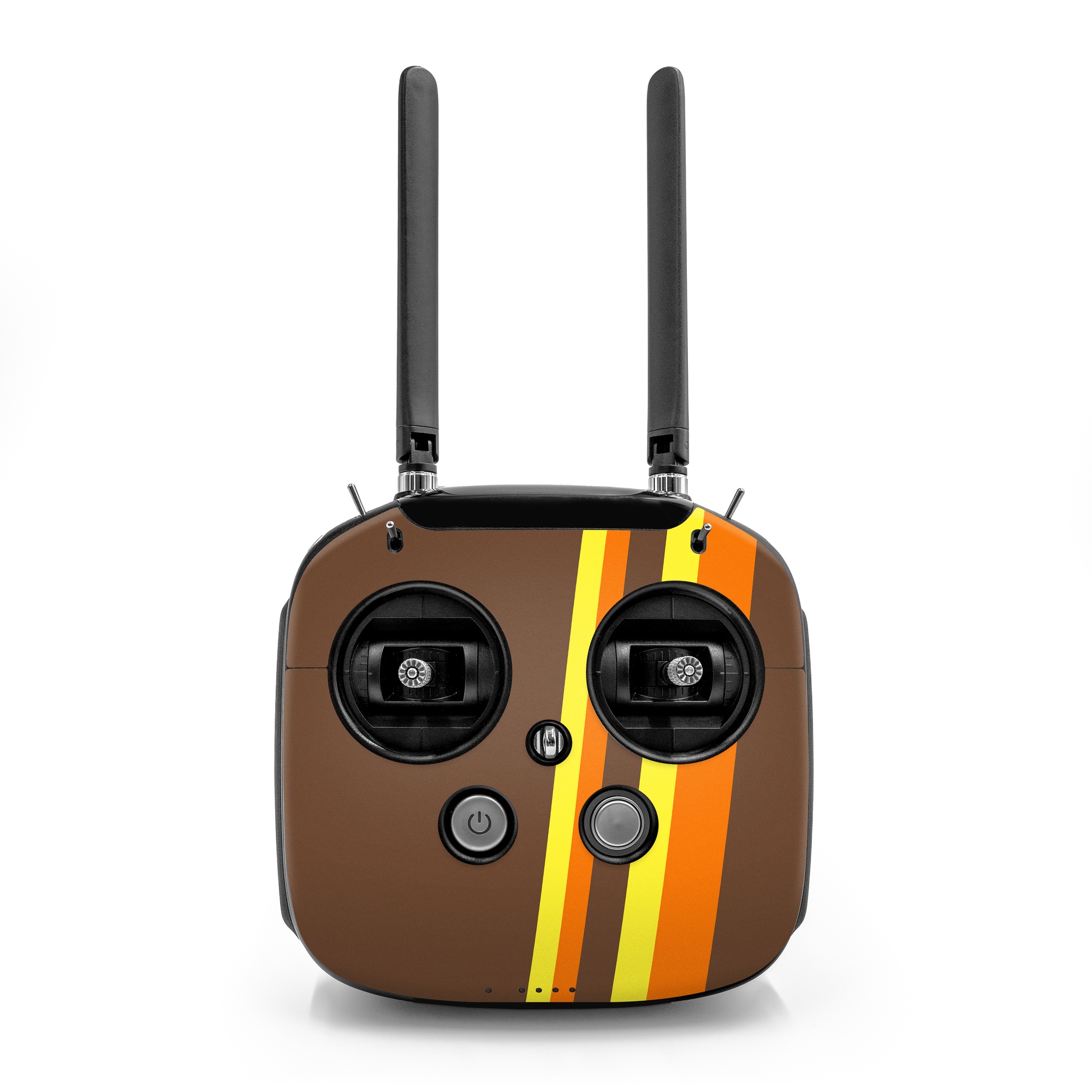 DJI FPV Remote Controller Mode 2 Skin design of Orange, Yellow, Line, Brown, Font, Material property, Graphic design, Pattern, Parallel, with brown, orange, yellow colors