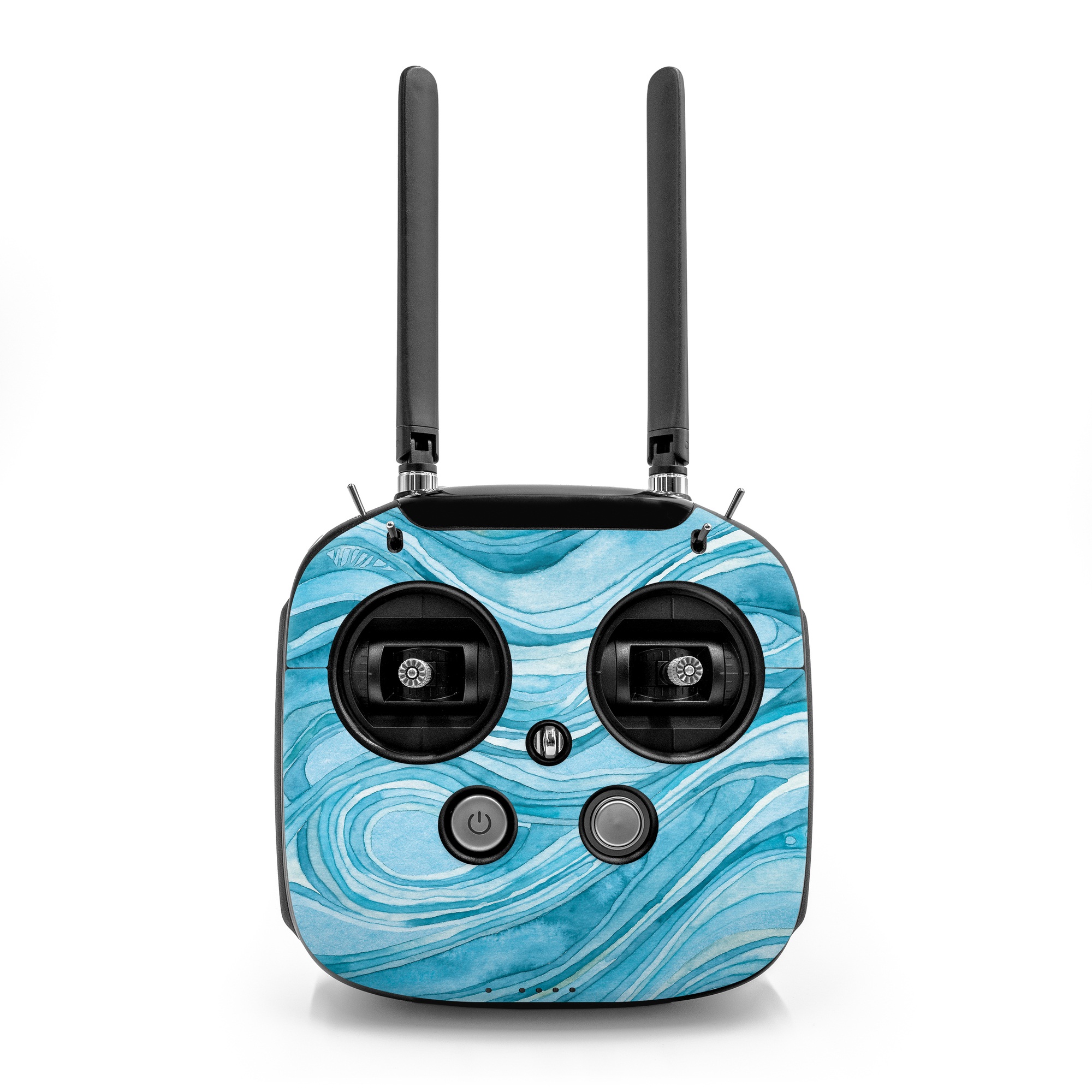DJI FPV Remote Controller Mode 2 Skin design of Water, Liquid, Azure, Fluid, Rectangle, Aqua, Painting, Pattern, Electric blue, Art, with blue, white colors