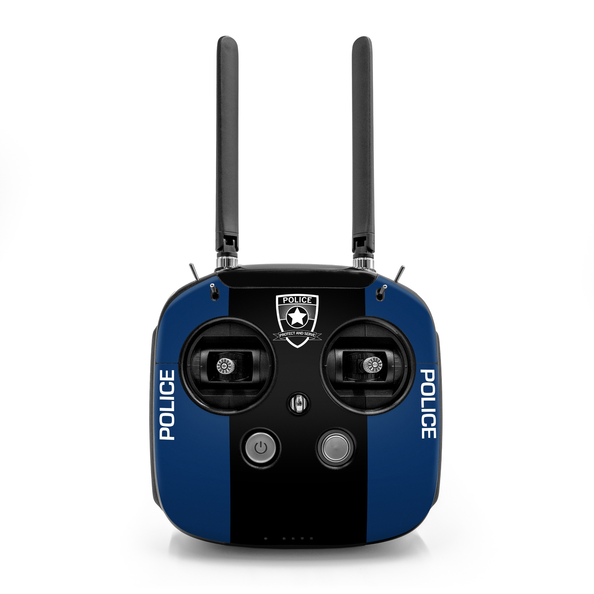 DJI FPV Remote Controller Mode 2 Skin design of Symbol, Logo, Badge, Emblem, Graphics, Security, Law enforcement, with blue, black, white colors