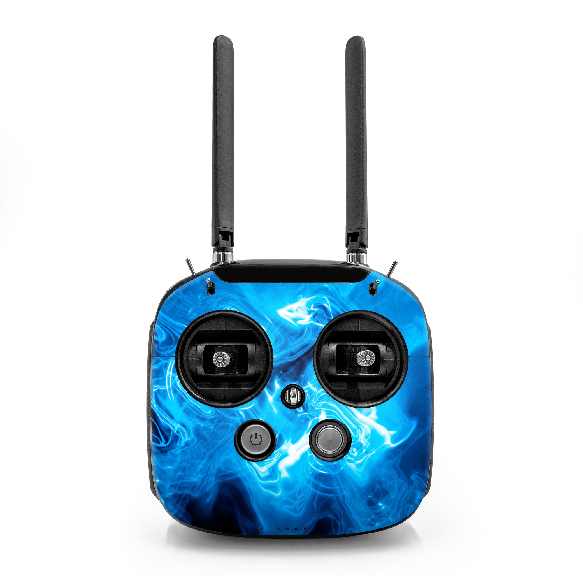 DJI FPV Remote Controller Mode 2 Skin design of Blue, Water, Electric blue, Organism, Pattern, Smoke, Liquid, Art, with blue, black, purple colors