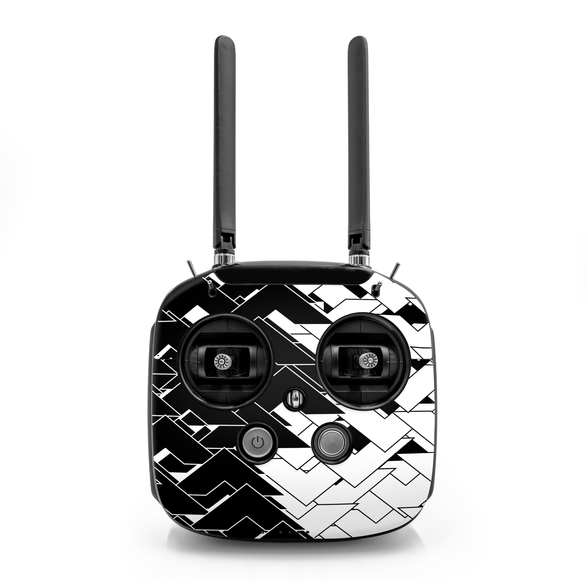 DJI FPV Remote Controller Mode 2 Skin design of Pattern, Black, Black-and-white, Monochrome, Monochrome photography, Line, Design, Parallel, Font, with black, white colors